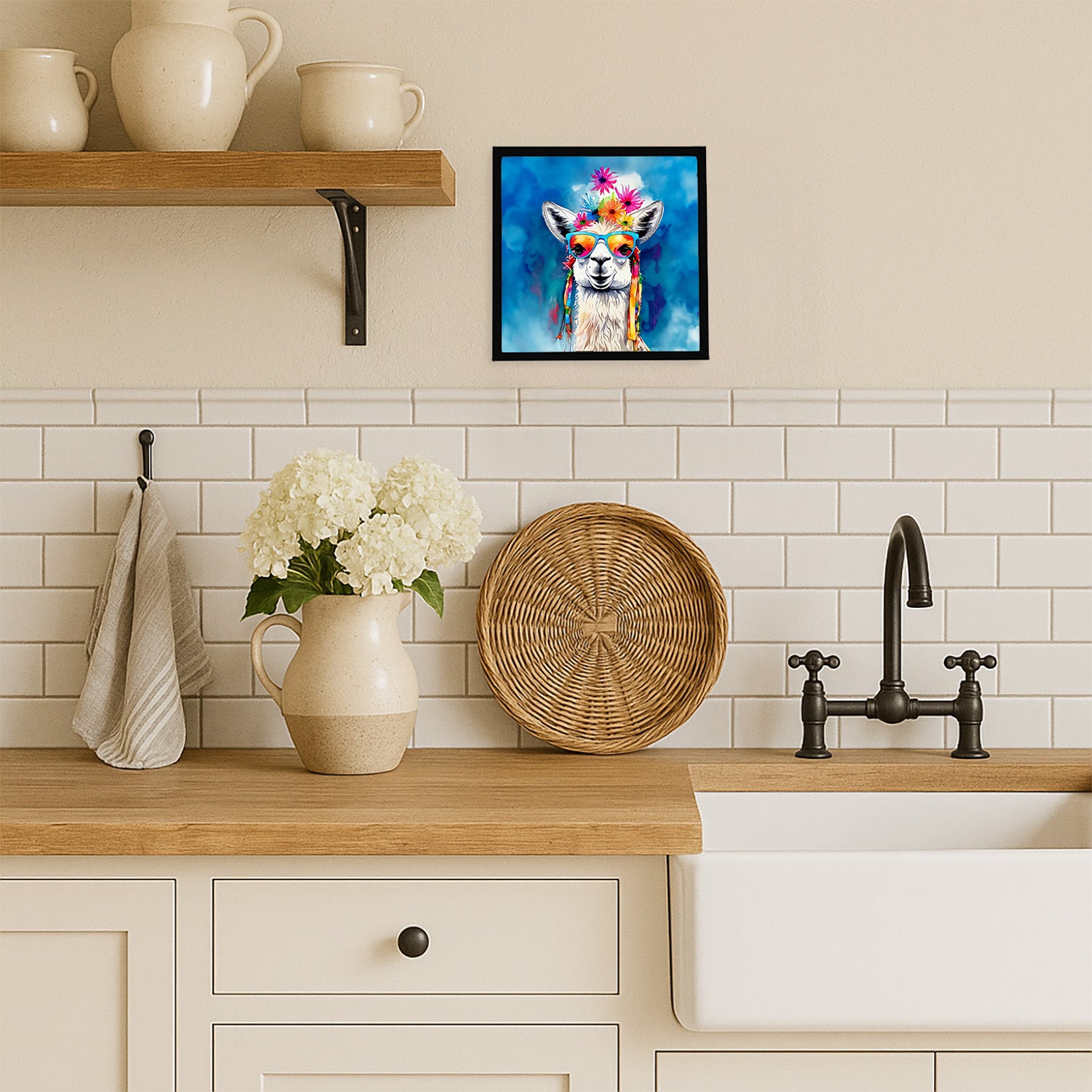 Caroline's Treasures Hippie Animal Llama Framed Metal Print