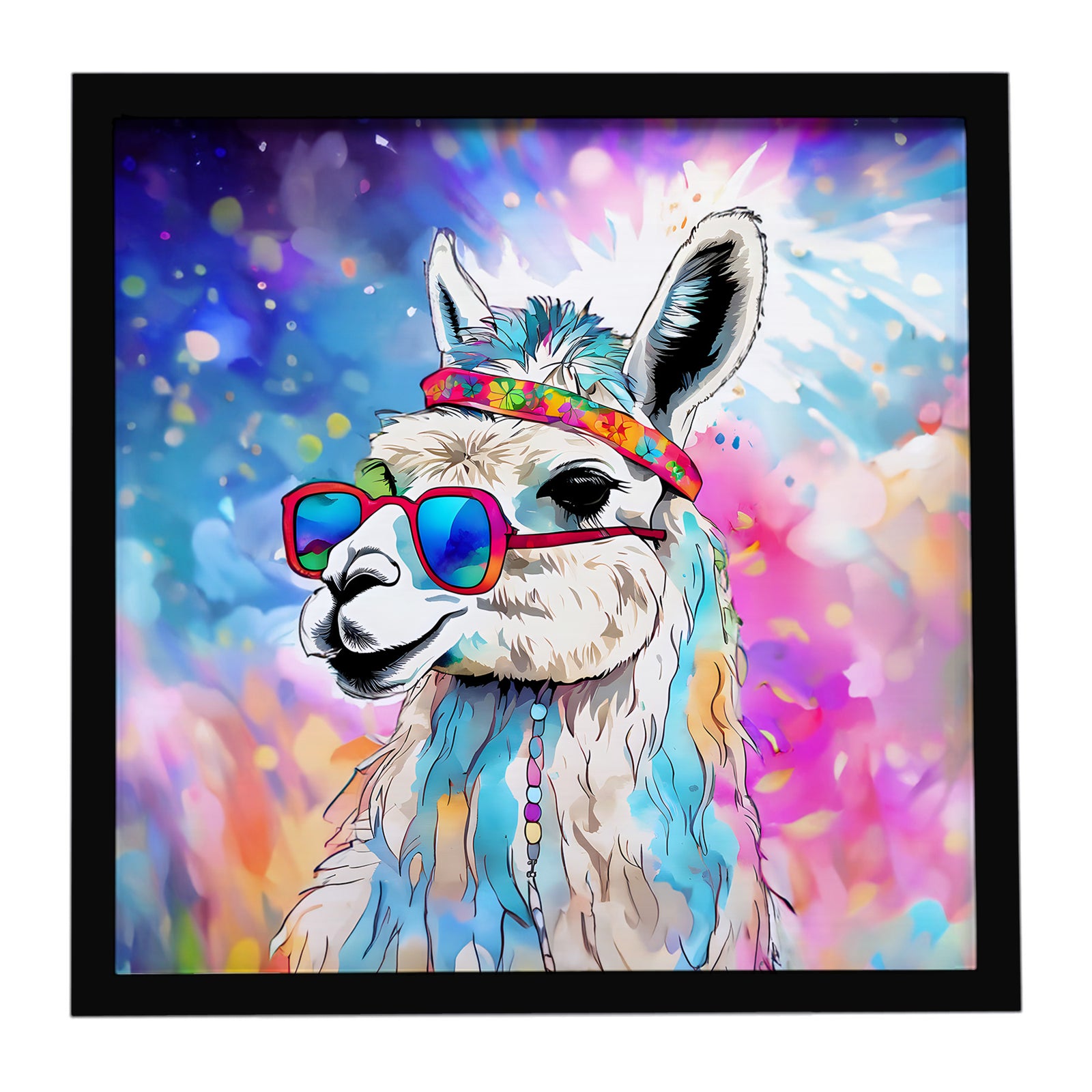 Caroline's Treasures Hippie Animal Llama Framed Metal Print