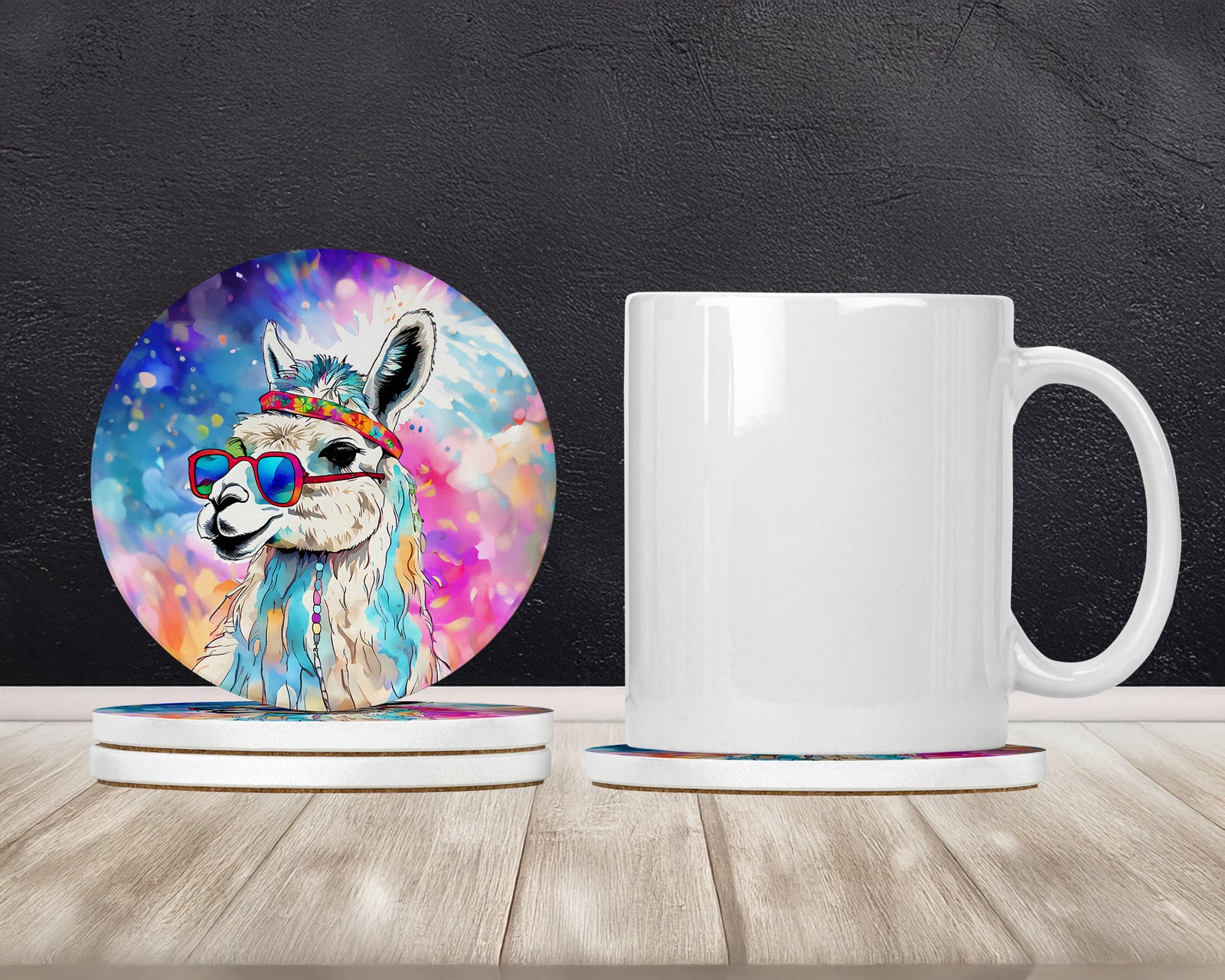 Caroline's Treasures Hippie Animal Llama Large Sandstone Coasters Pack of 4