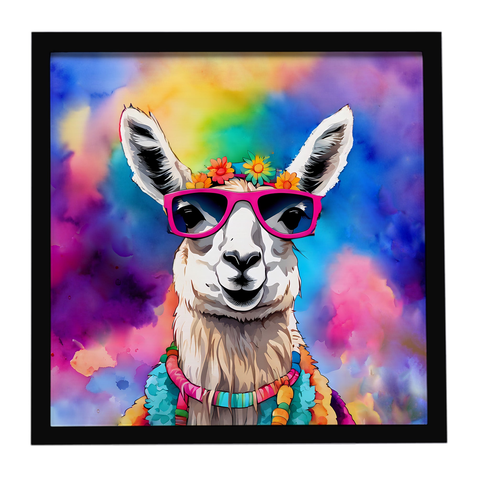 Caroline's Treasures Hippie Animal Llama Framed Metal Print