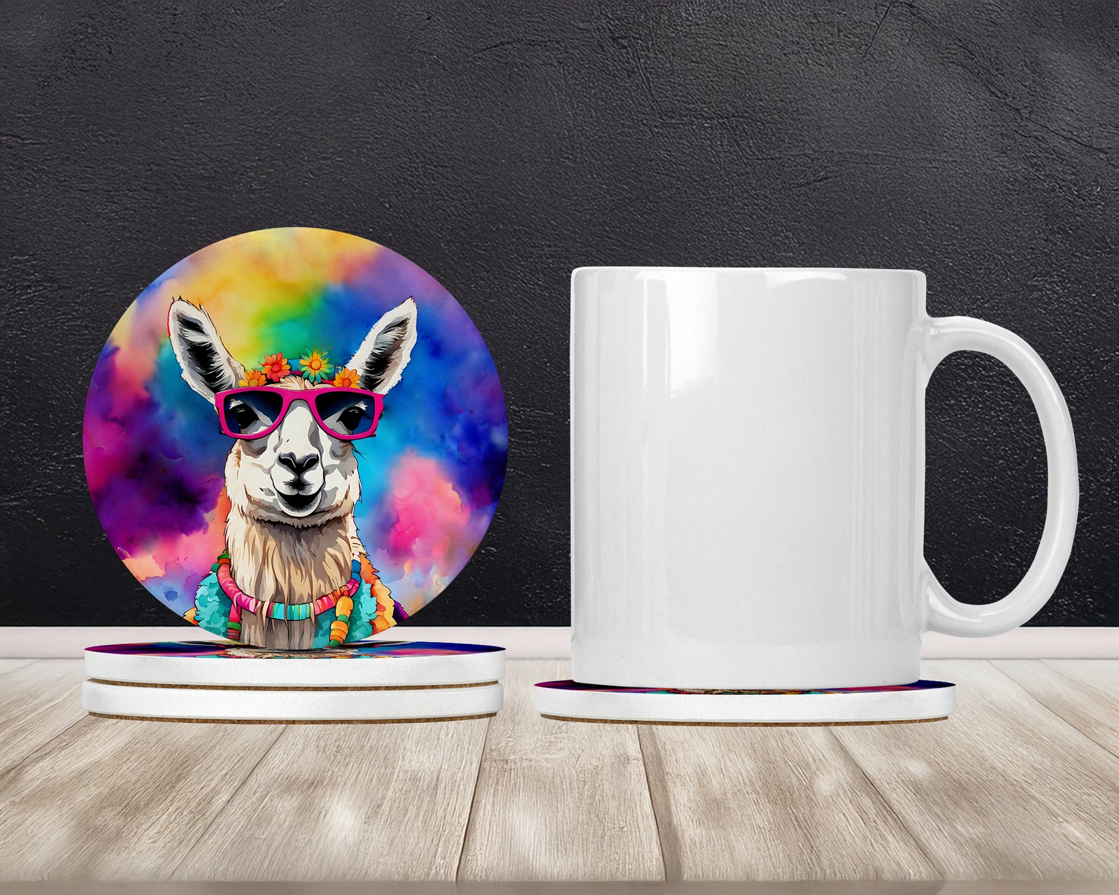 Caroline's Treasures Hippie Animal Llama Large Sandstone Coasters Pack of 4