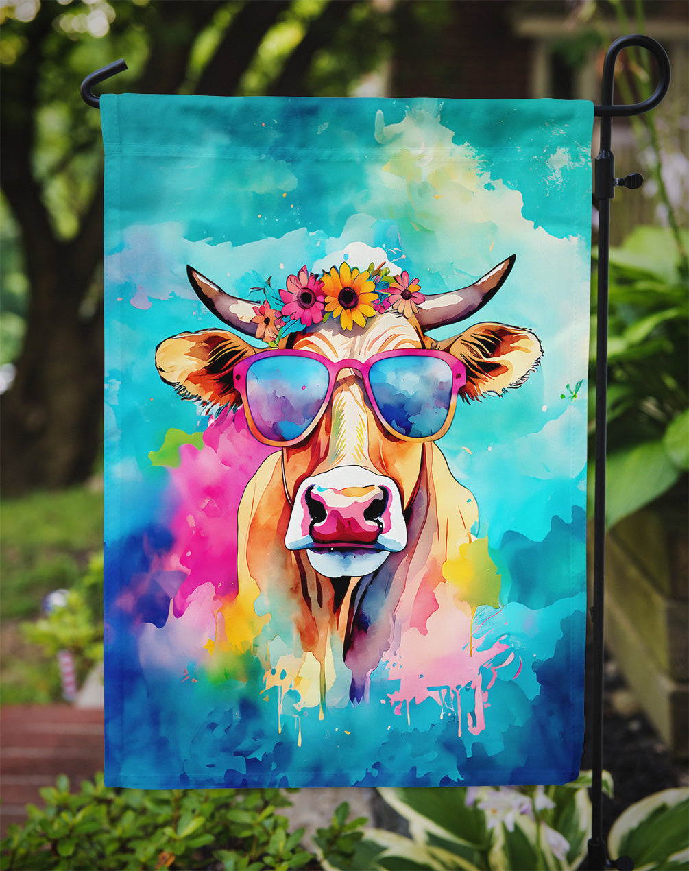 Hippie Animal Malvi Cow Garden Flag