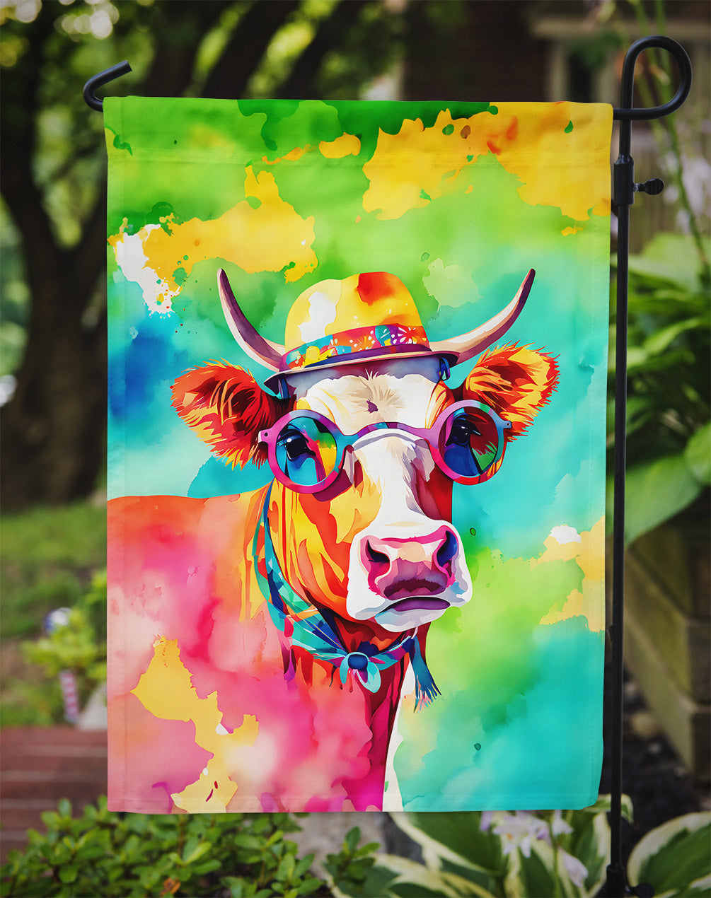 Hippie Animal Malvi Cow Garden Flag