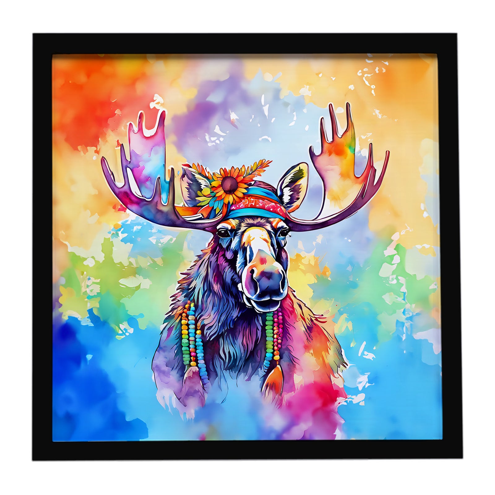 Caroline's Treasures Hippie Animal Moose Framed Metal Print
