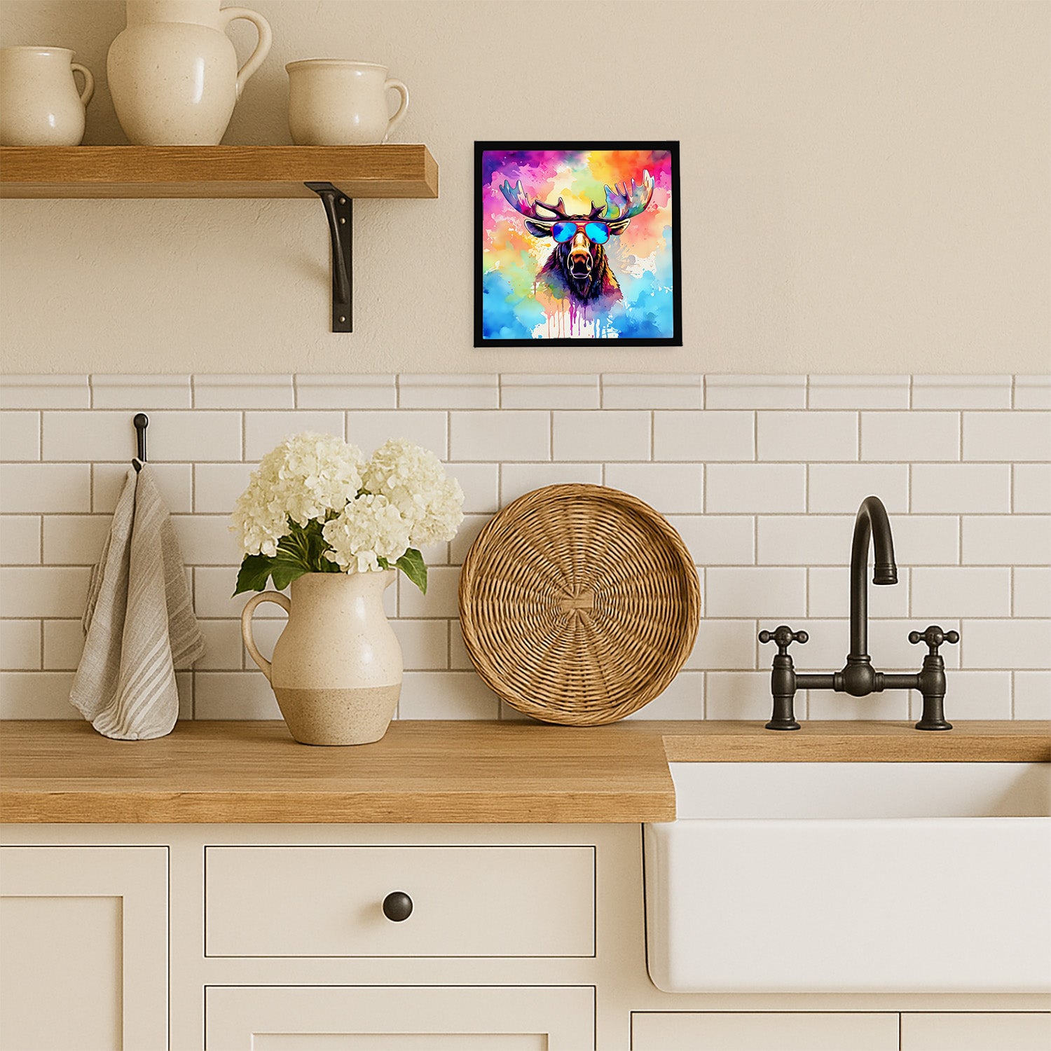 Caroline's Treasures Hippie Animal Moose Framed Metal Print