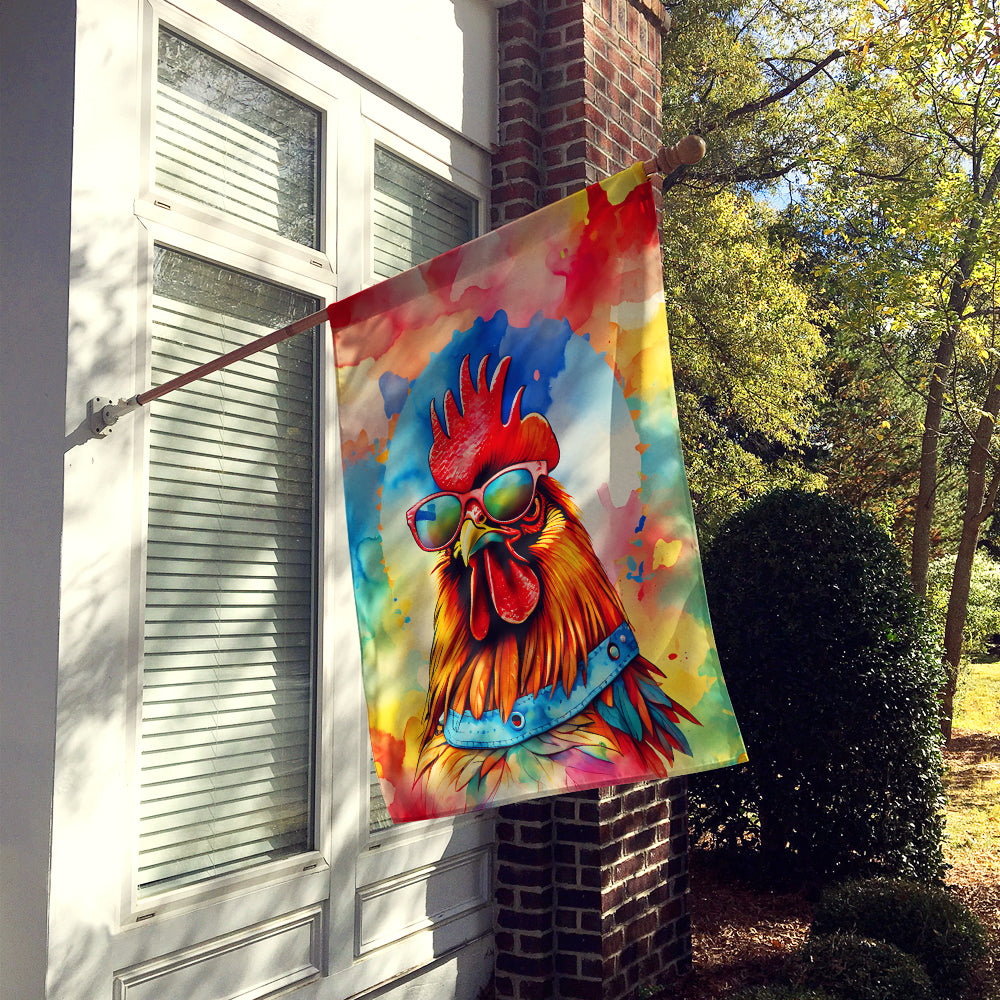 Hippie Animal Red Rooster House Flag