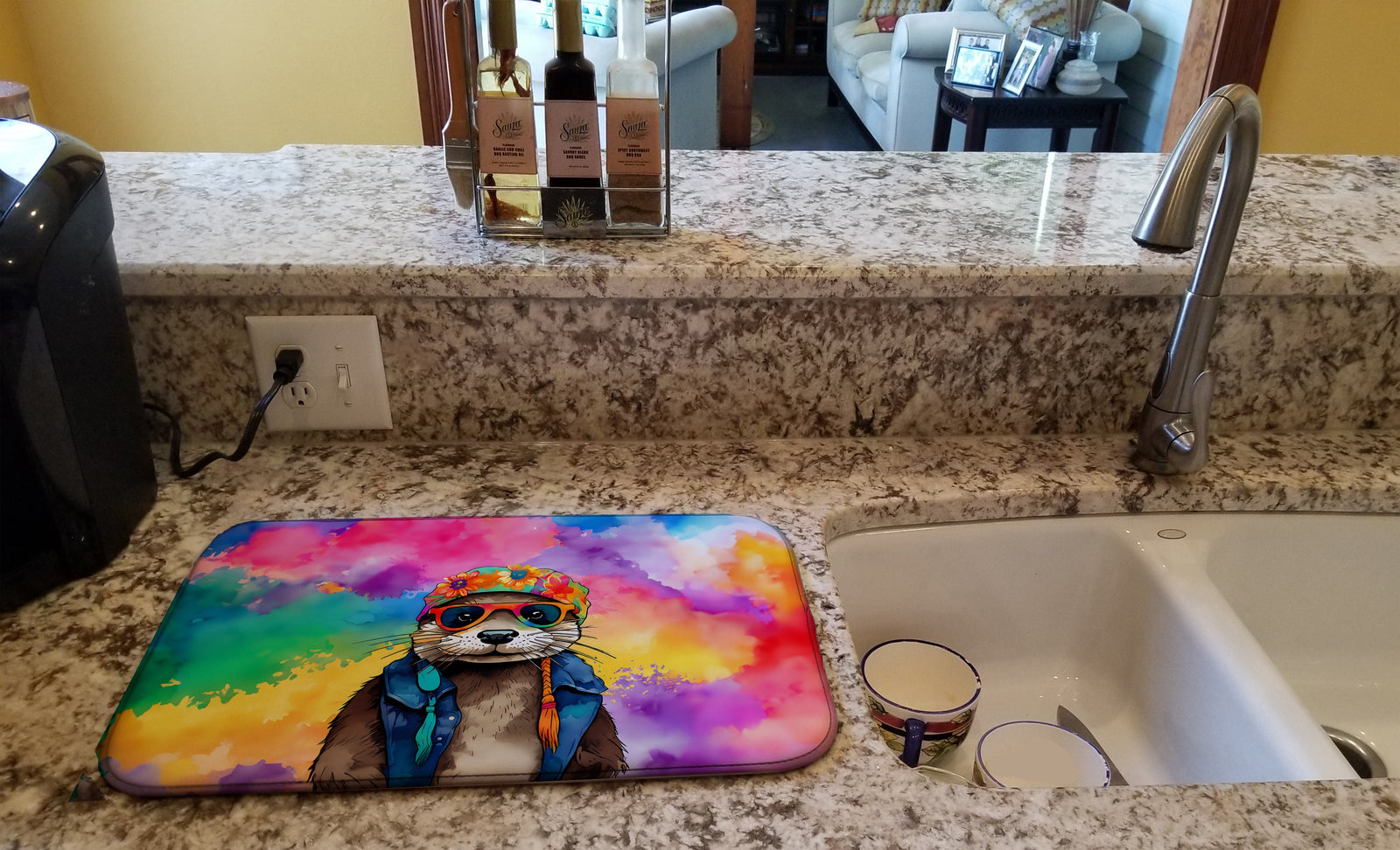 Caroline's Treasures Hippie Animal Otter Dish Drying Mat