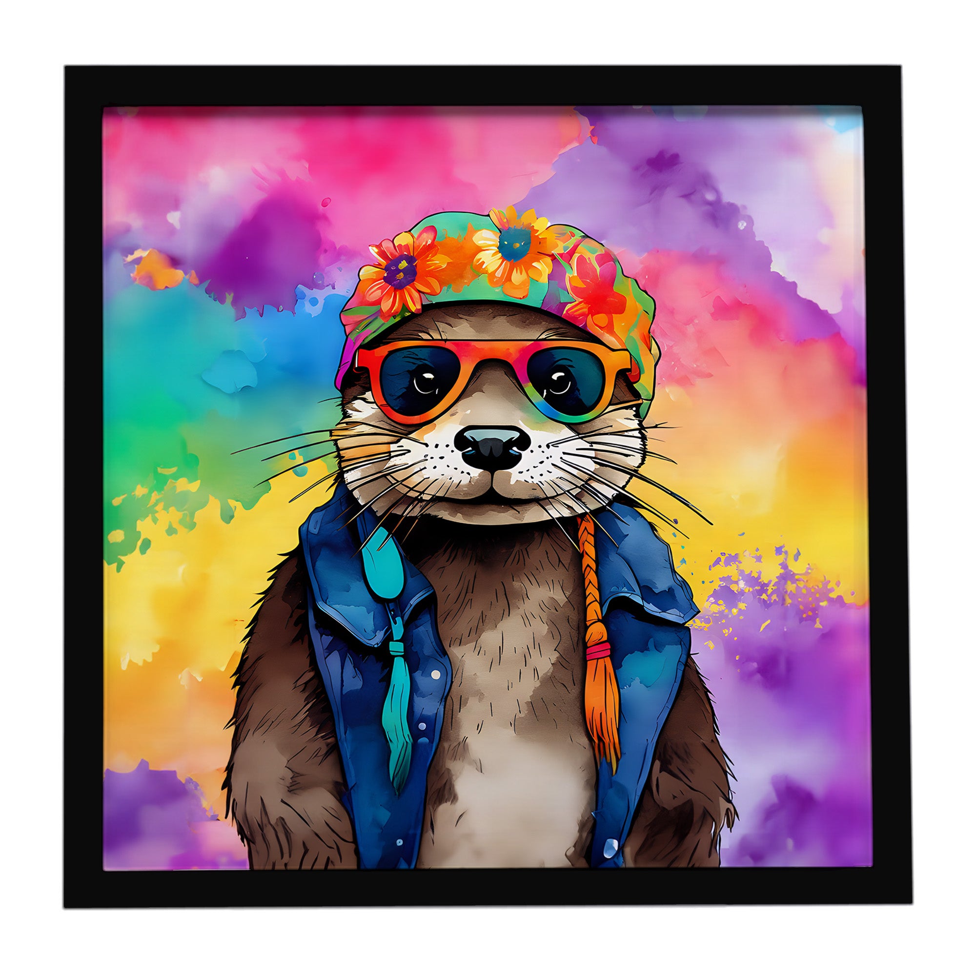 Caroline's Treasures Hippie Animal Otter Framed Metal Print