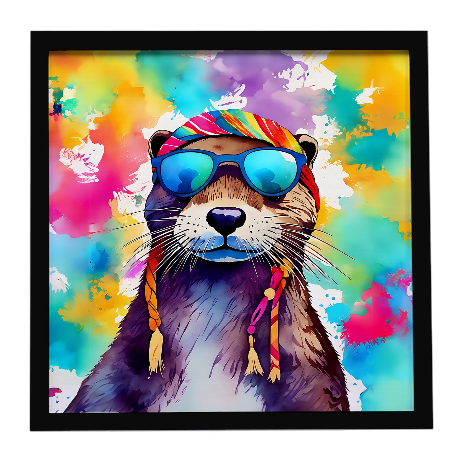 Caroline's Treasures Hippie Animal Otter Framed Metal Print