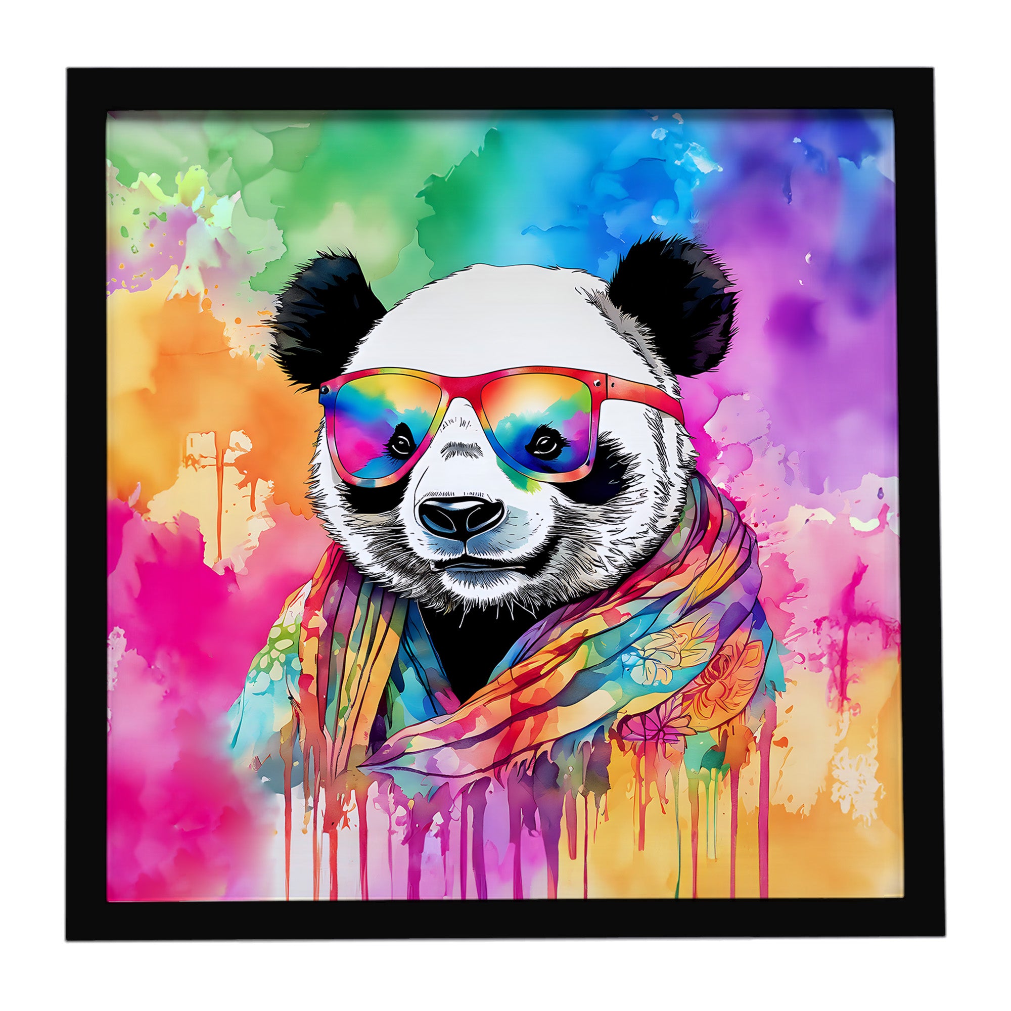 Caroline's Treasures Hippie Animal Panda Framed Metal Print