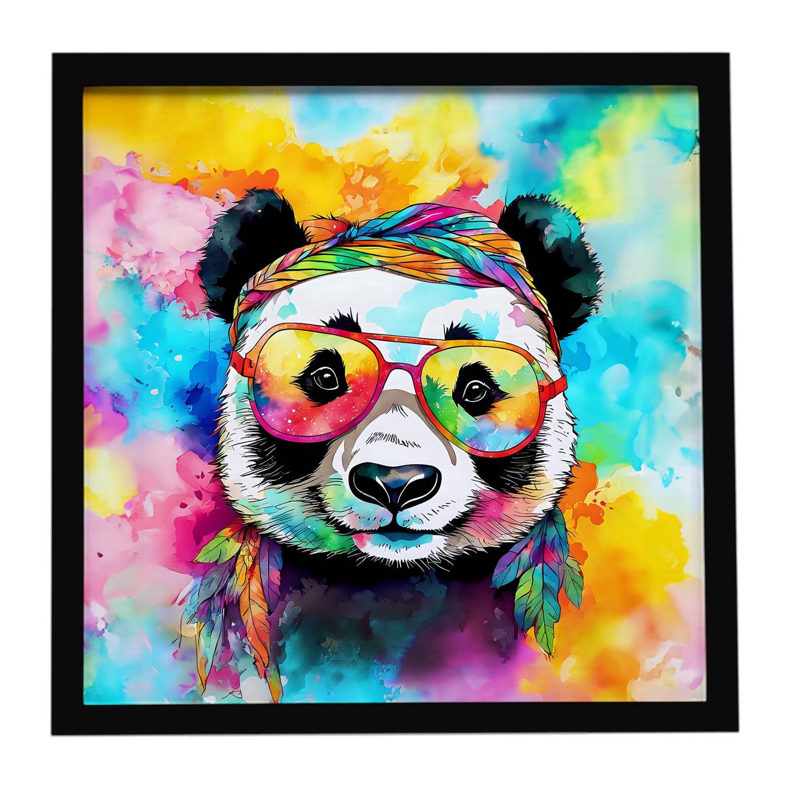 Caroline's Treasures Hippie Animal Panda Framed Metal Print