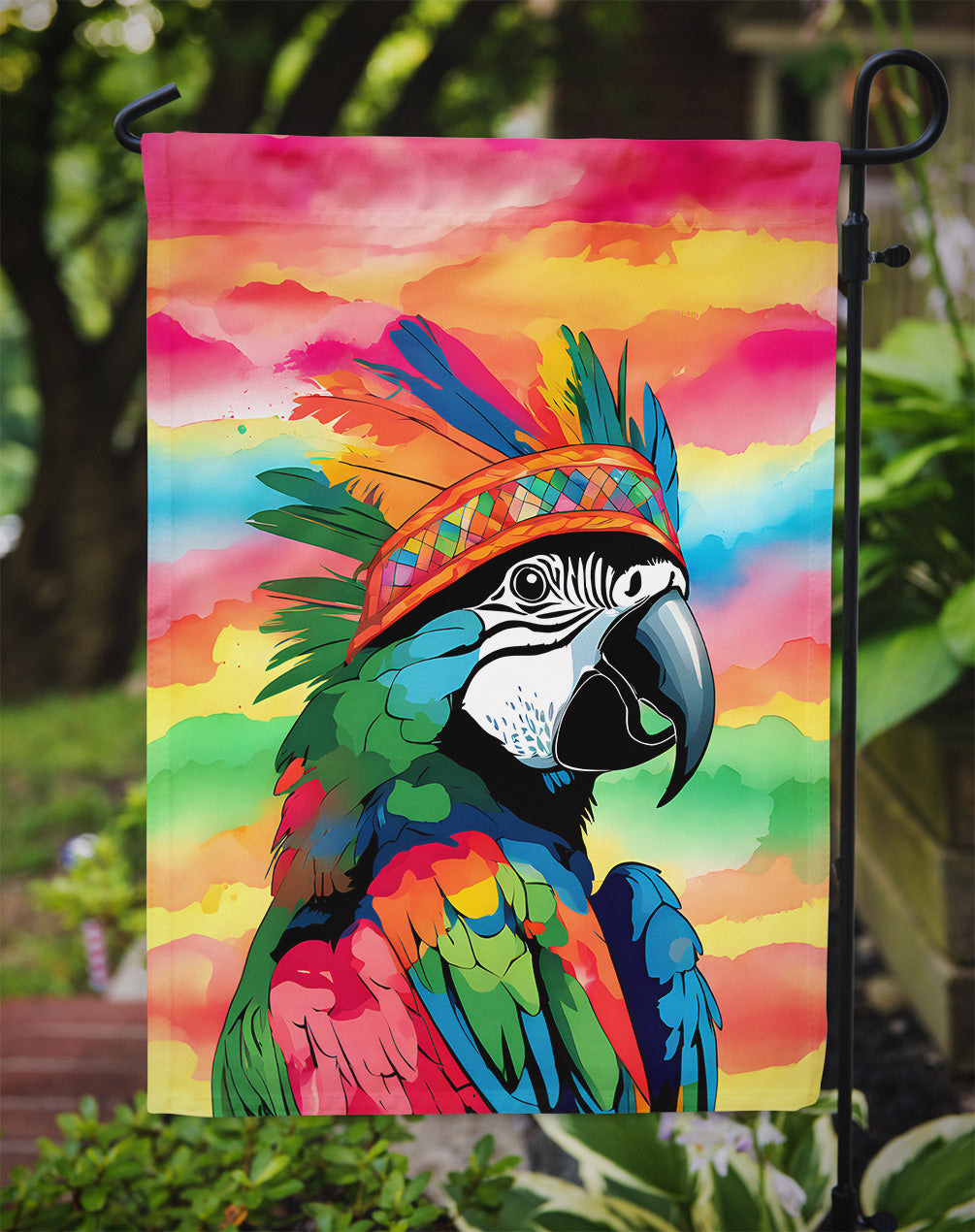 Hippie Animal Parrot Garden Flag