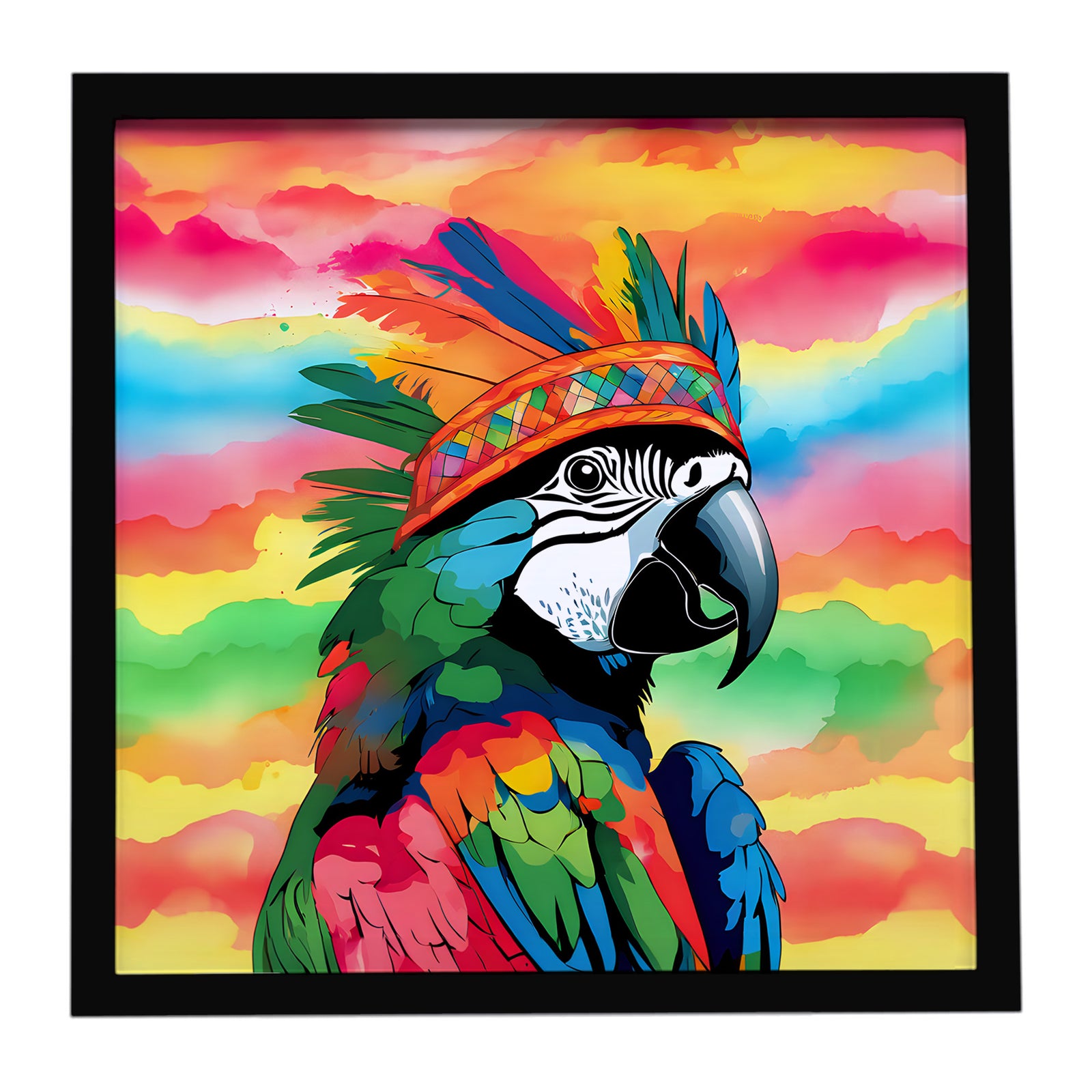 Caroline's Treasures Hippie Animal Parrot Framed Metal Print