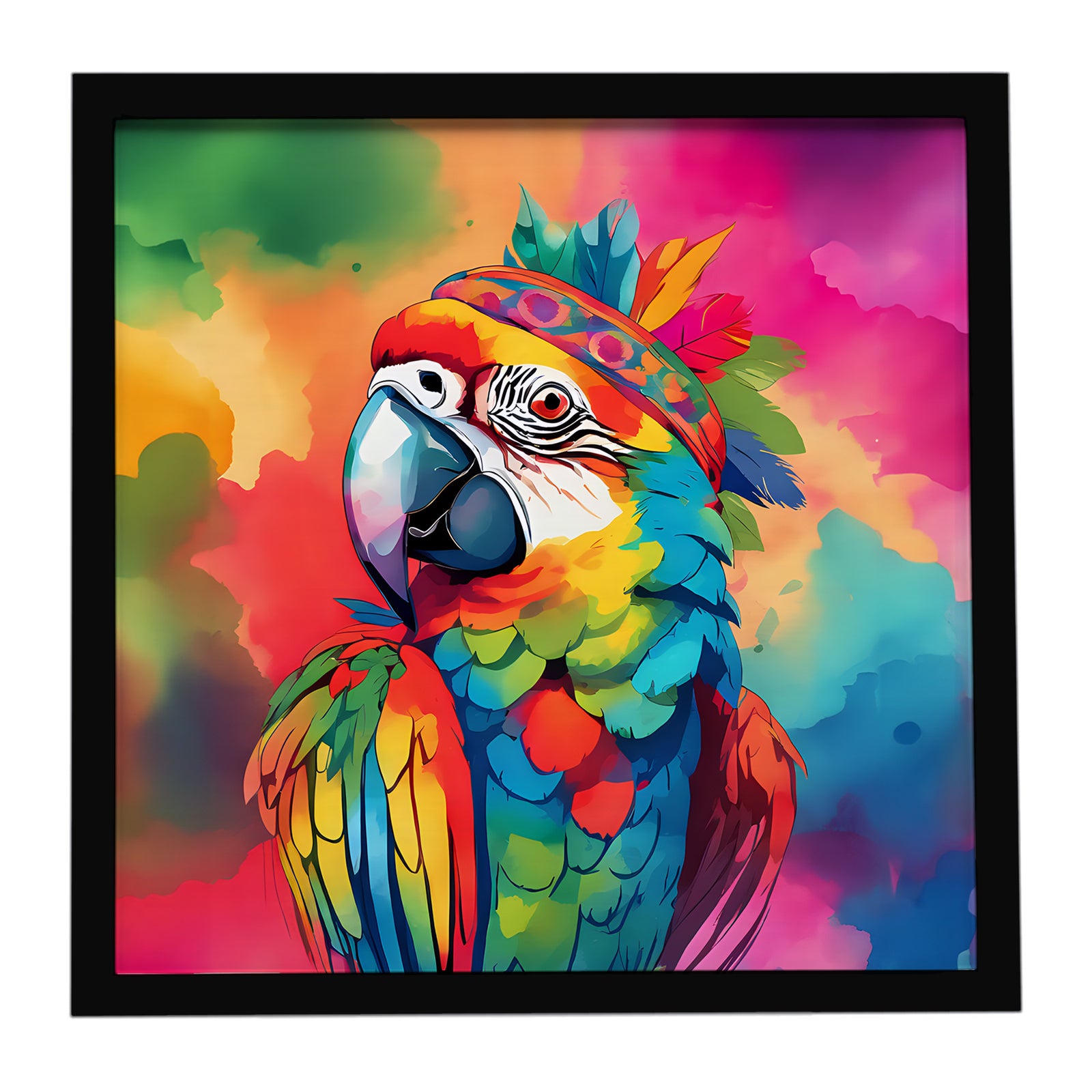 Caroline's Treasures Hippie Animal Parrot Framed Metal Print