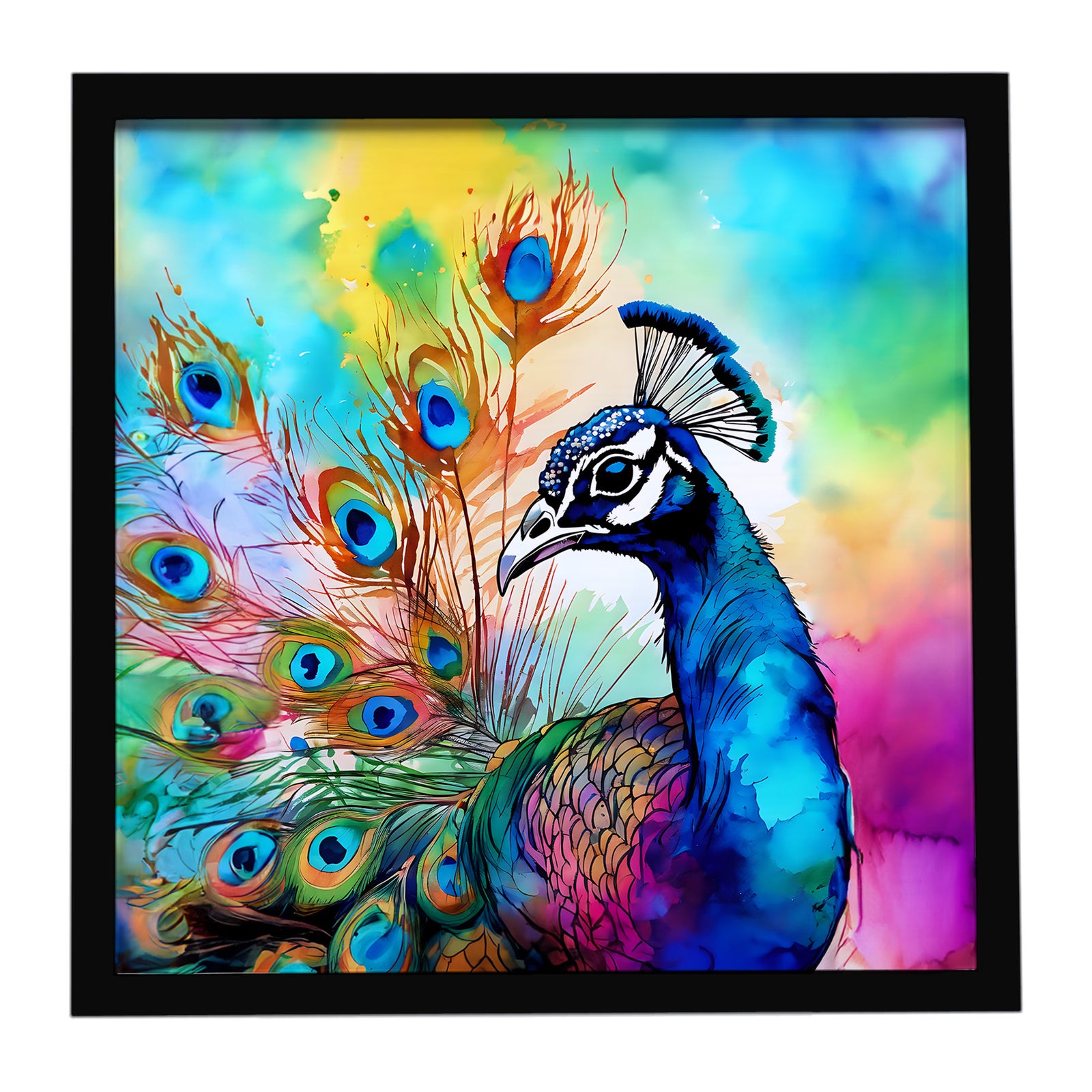 Caroline's Treasures Hippie Animal Peacock Framed Metal Print