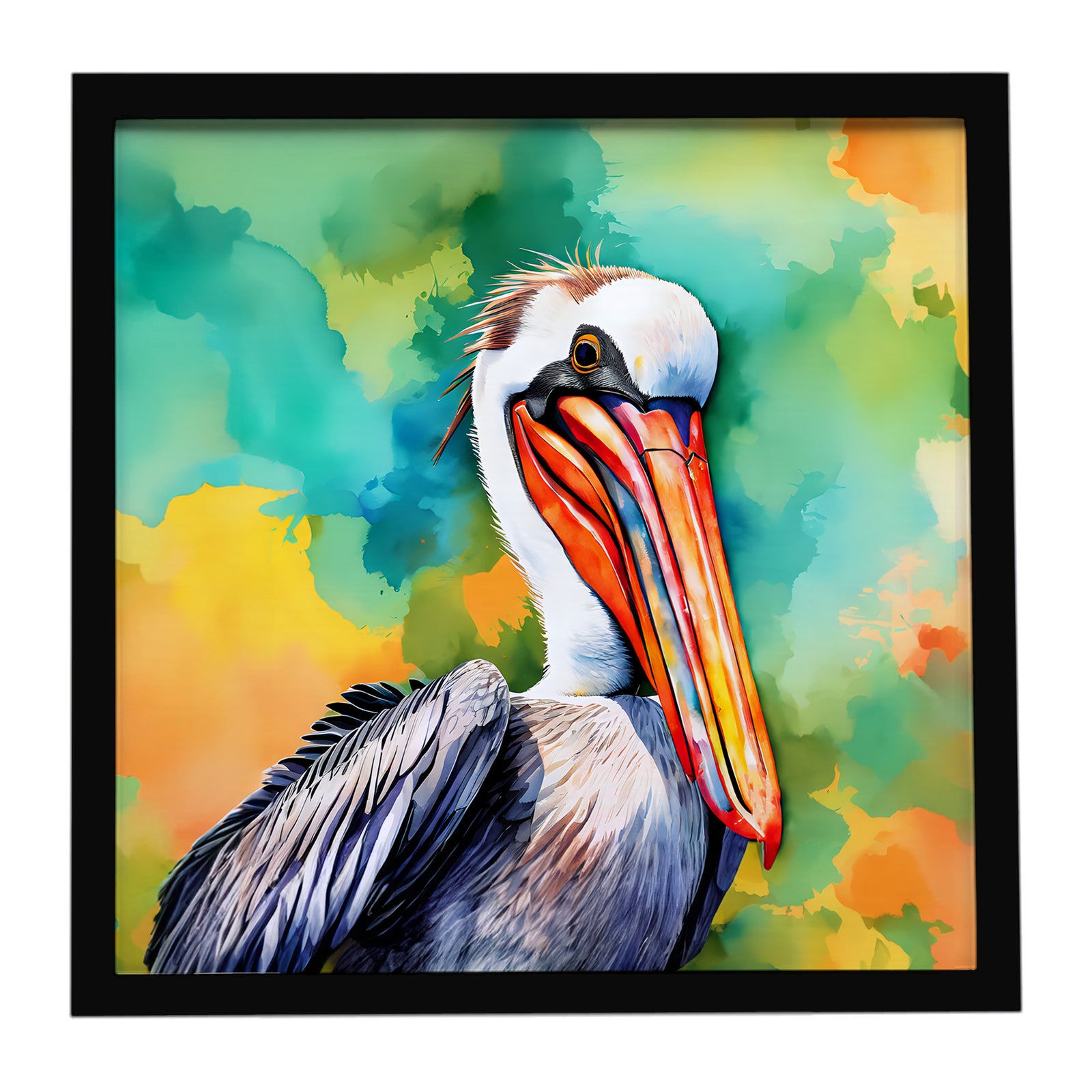 Caroline's Treasures Hippie Animal Pelican Framed Metal Print