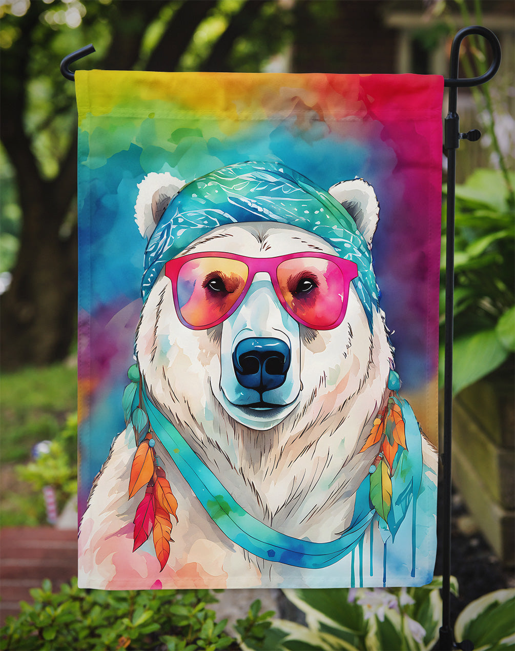 Hippie Animal Polar Bear Garden Flag