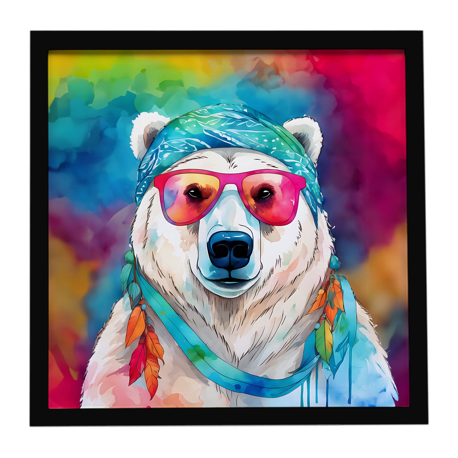 Caroline's Treasures Hippie Animal Polar Bear Framed Metal Print