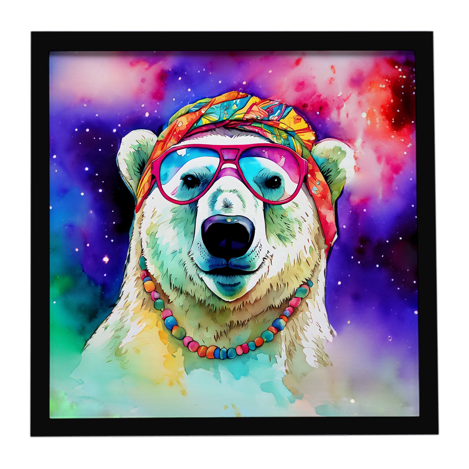 Caroline's Treasures Hippie Animal Polar Bear Framed Metal Print