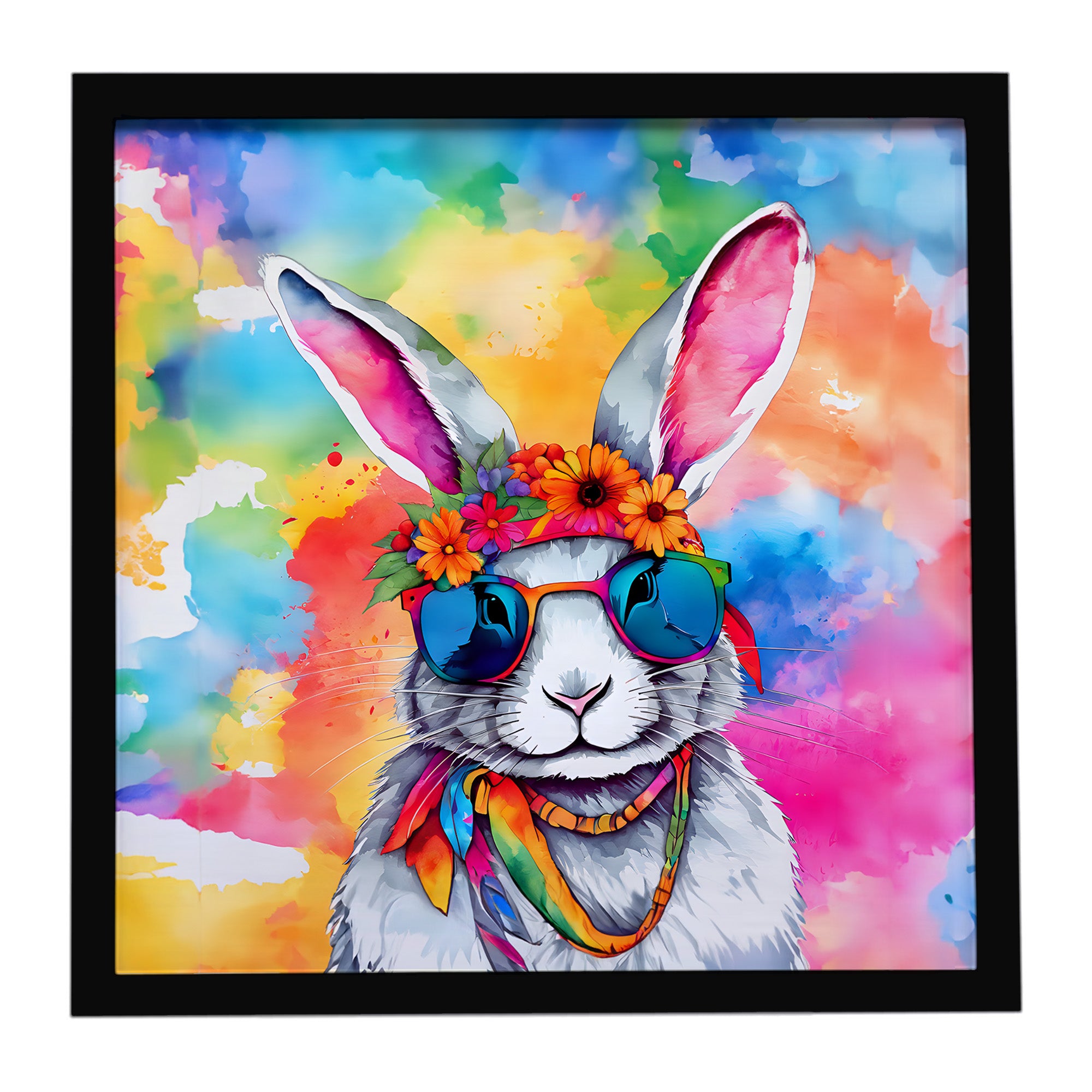 Caroline's Treasures Hippie Animal Rabbit Framed Metal Print