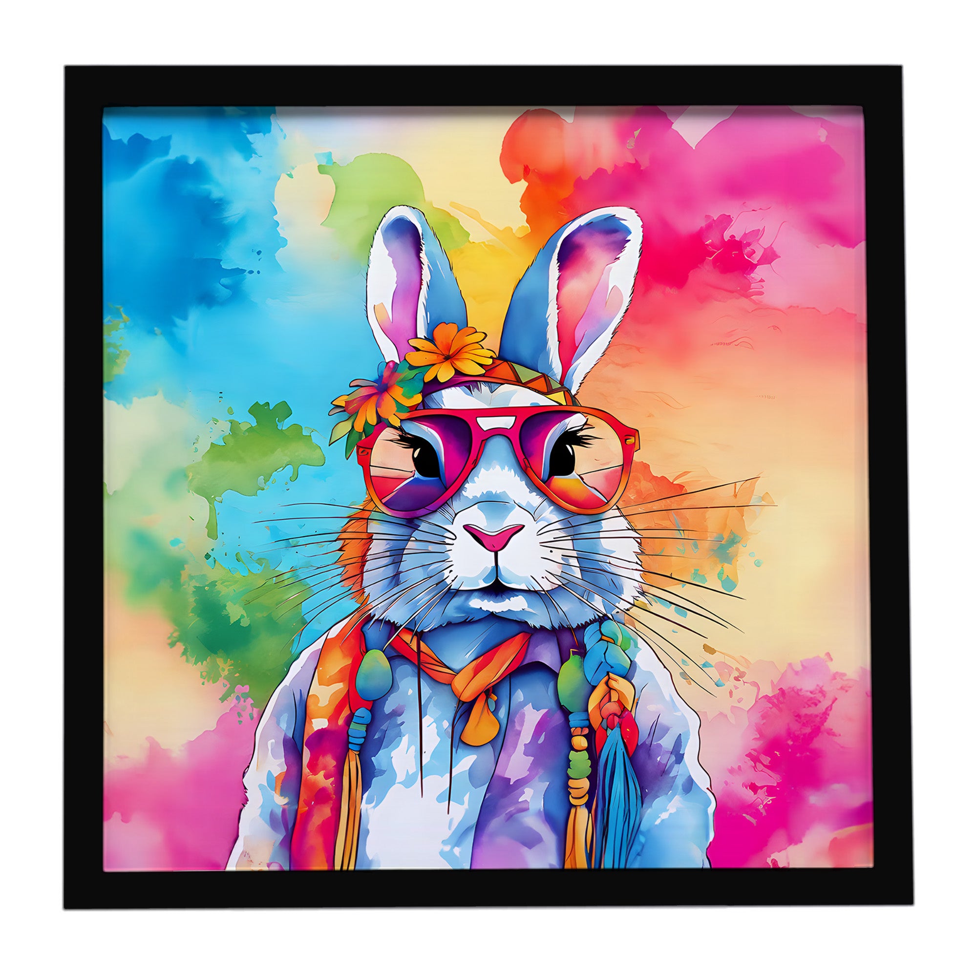 Caroline's Treasures Hippie Animal Rabbit Framed Metal Print
