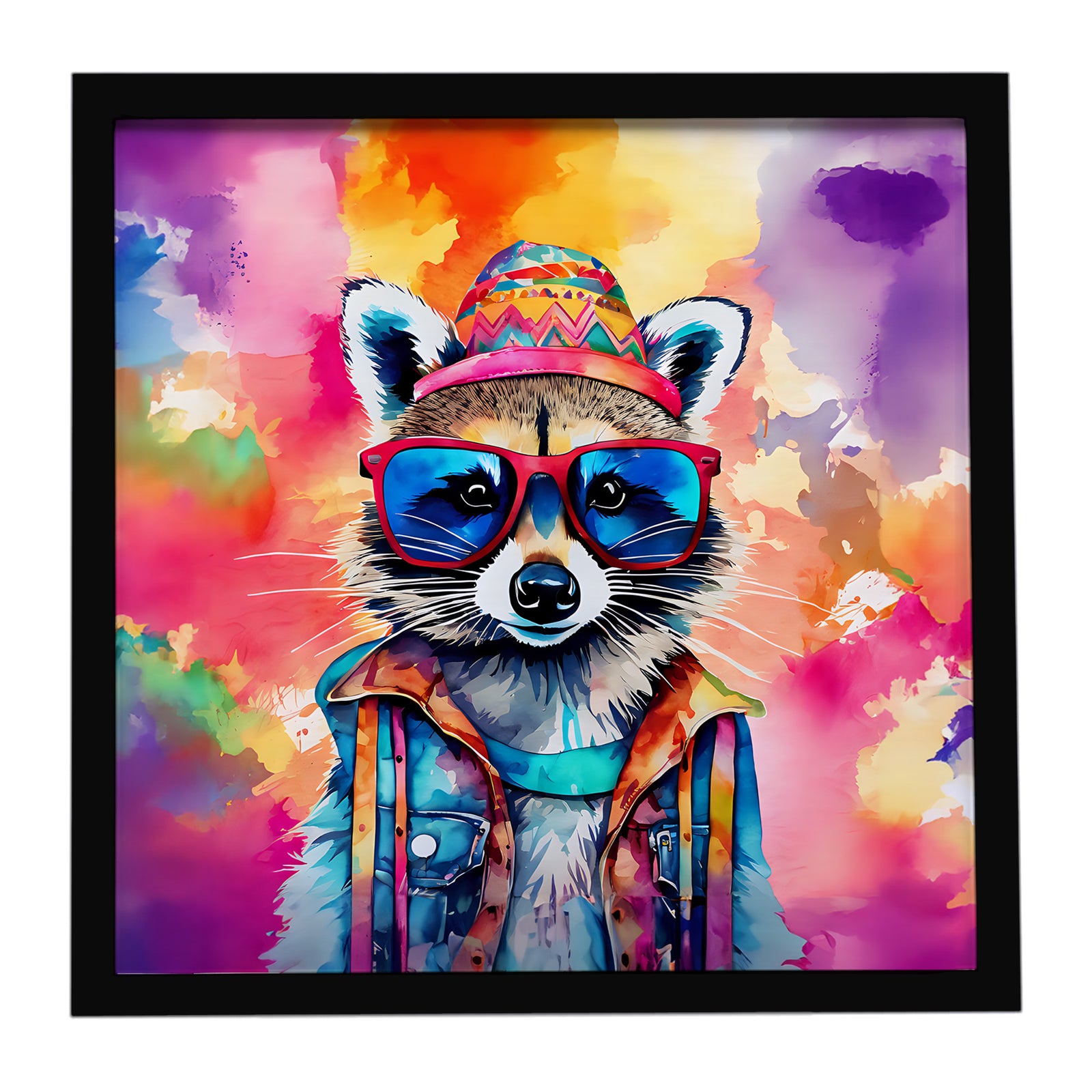 Caroline's Treasures Hippie Animal Raccoon Framed Metal Print