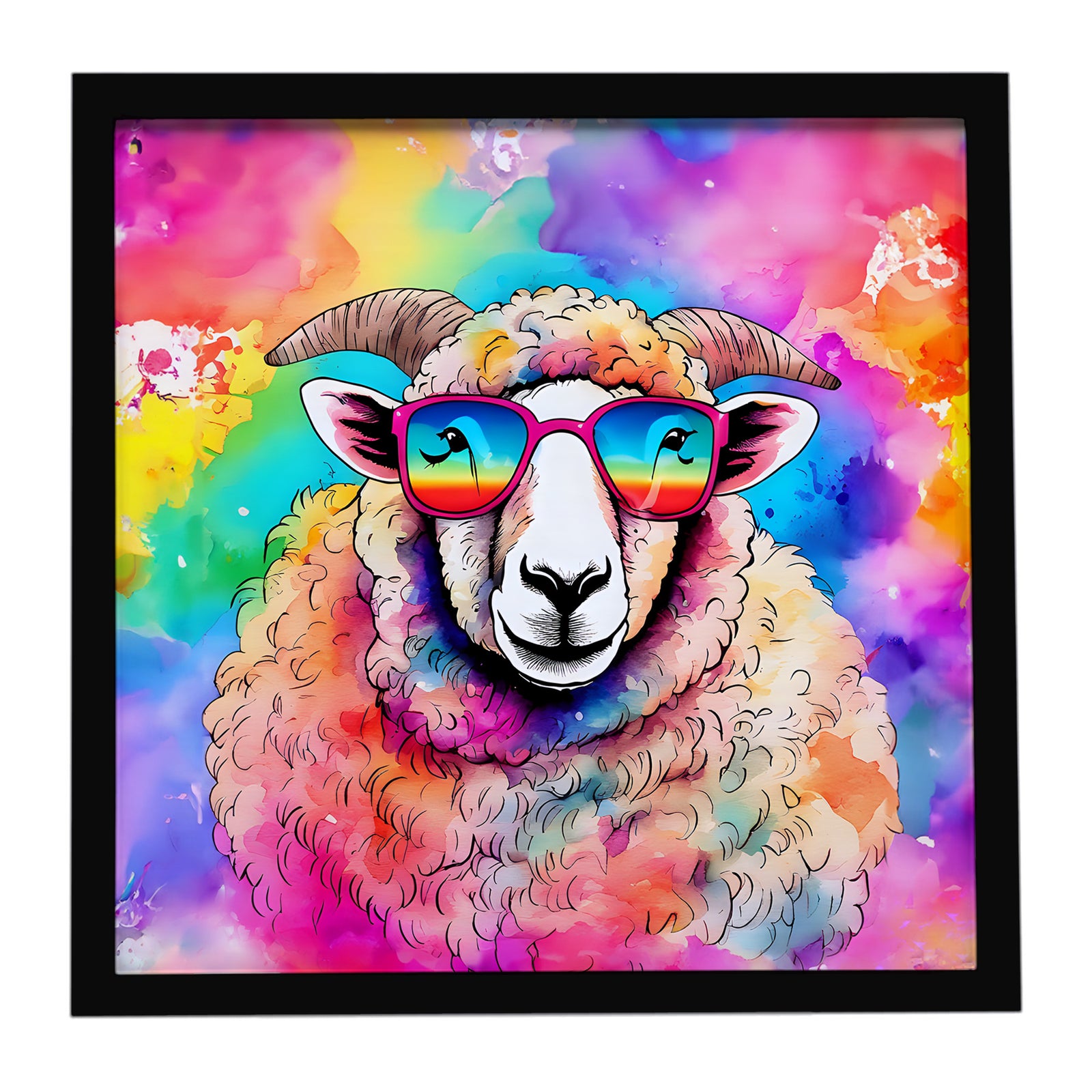 Caroline's Treasures Hippie Animal Sheep Framed Metal Print