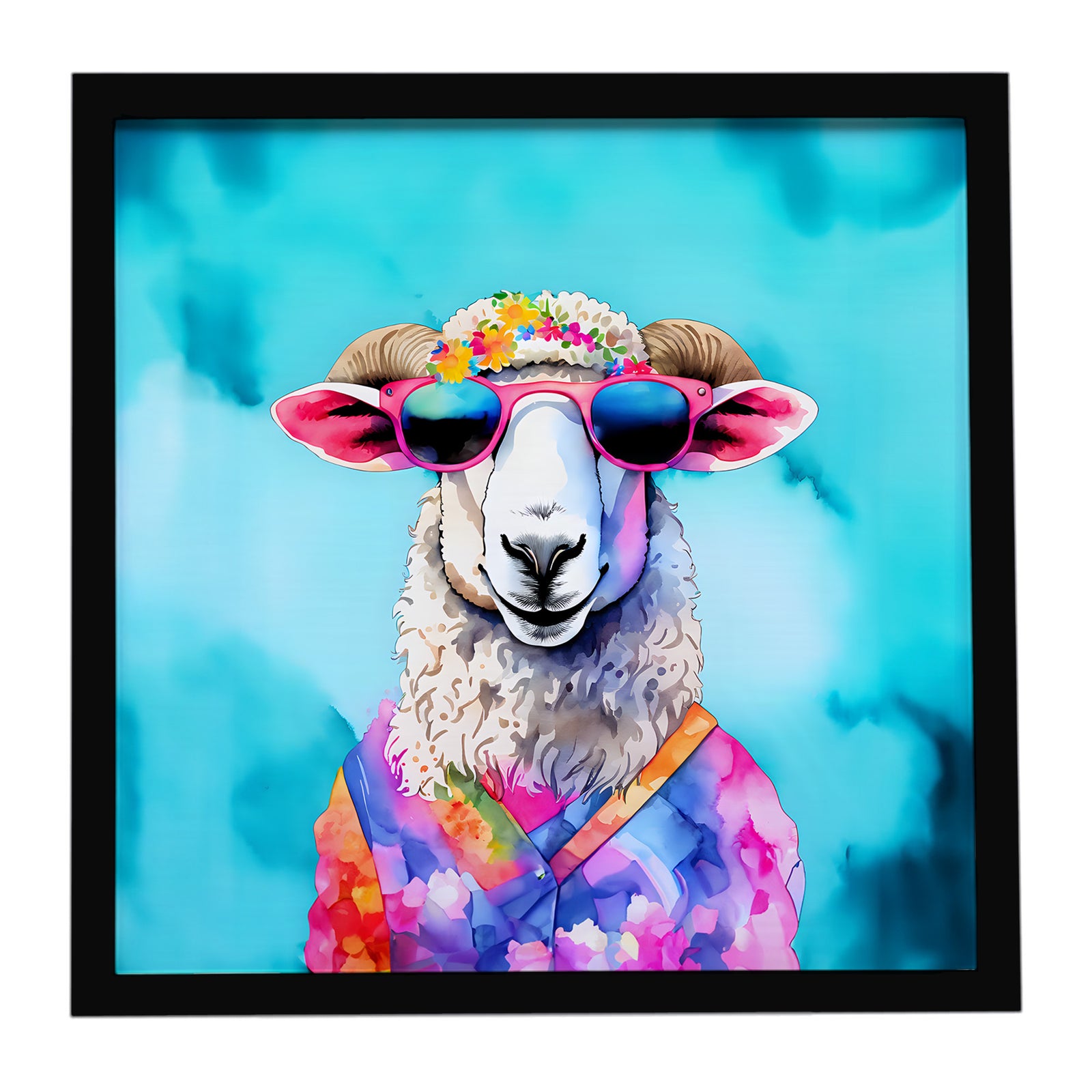 Caroline's Treasures Hippie Animal Sheep Framed Metal Print