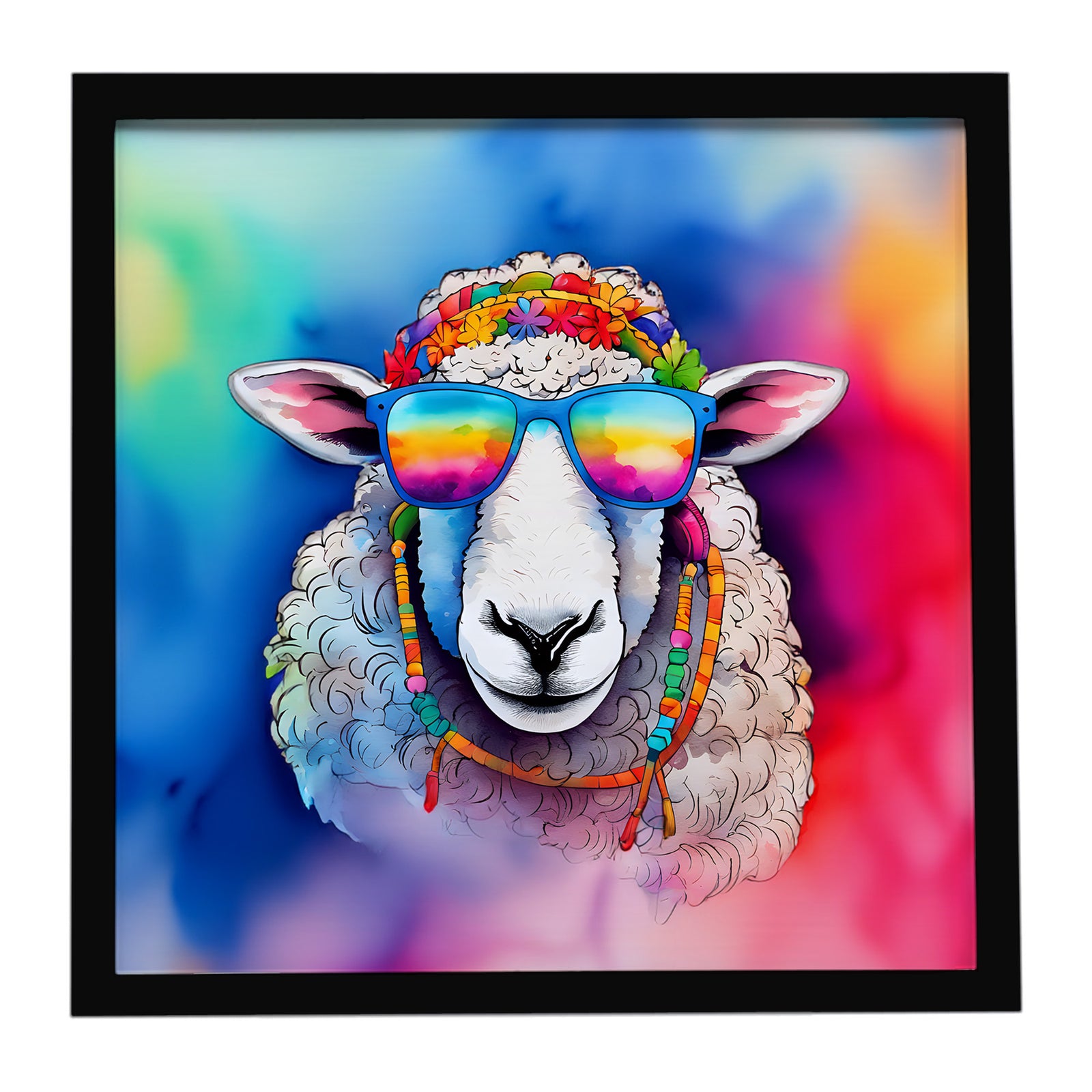Caroline's Treasures Hippie Animal Sheep Framed Metal Print