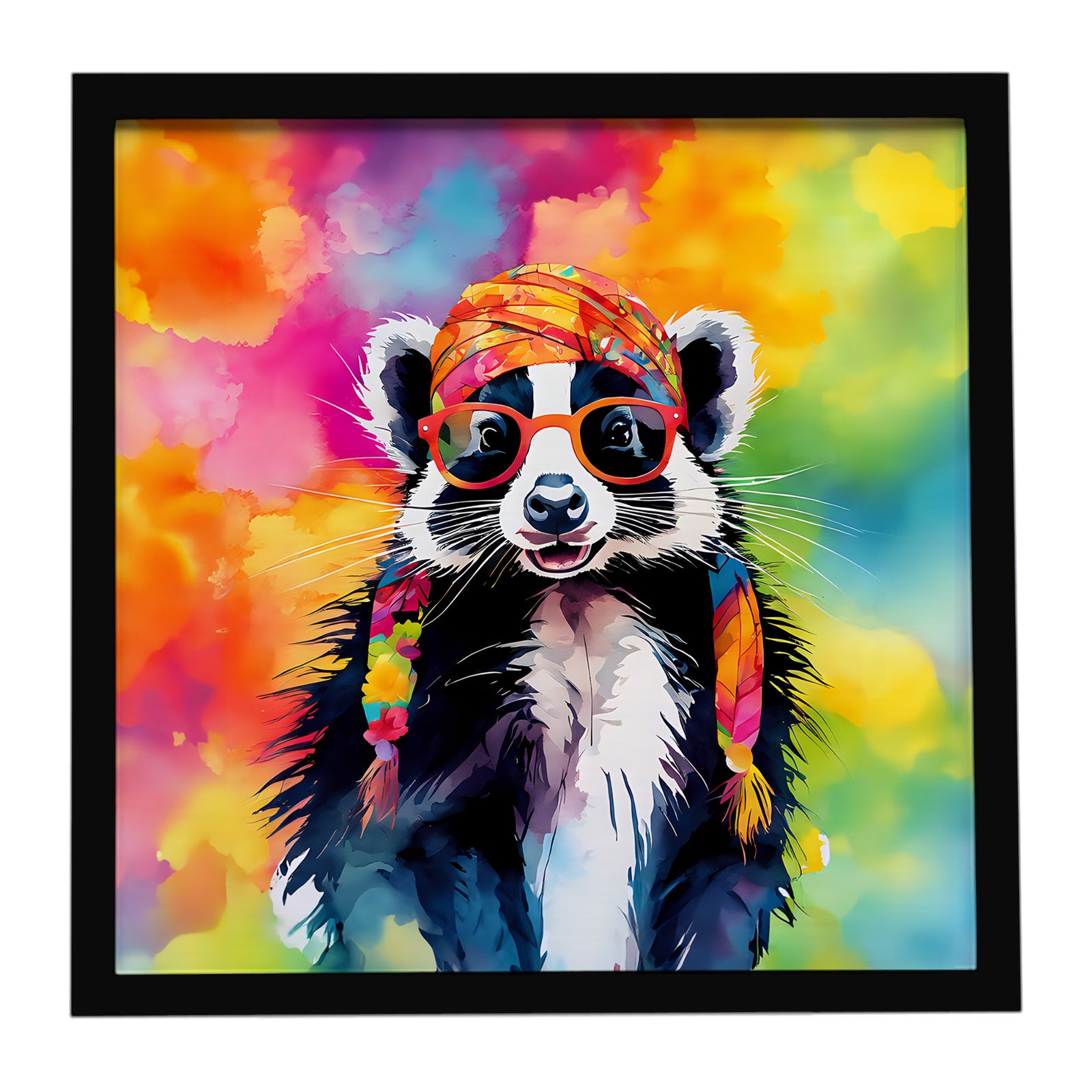 Caroline's Treasures Hippie Animal Skunk Framed Metal Print