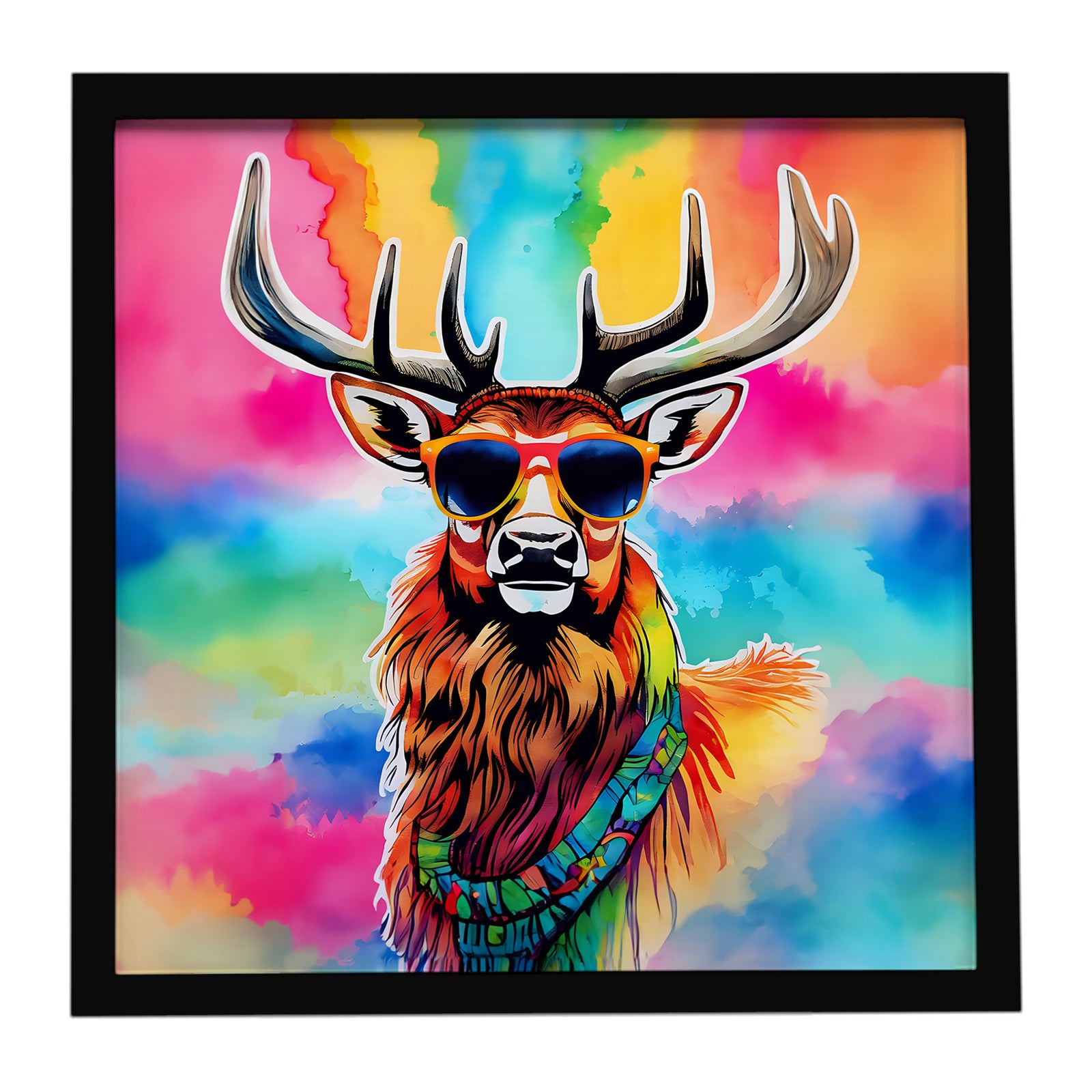 Caroline's Treasures Hippie Animal Stag Deer Framed Metal Print