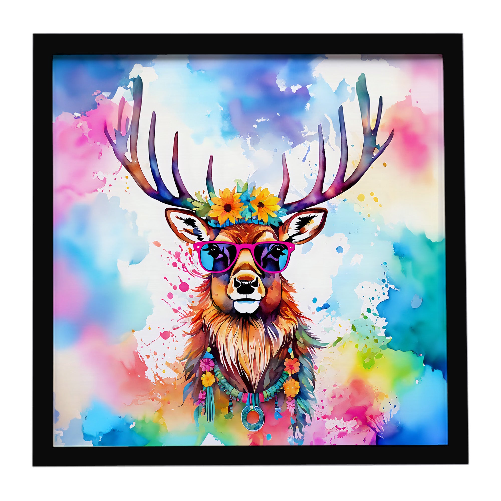Caroline's Treasures Hippie Animal Stag Deer Framed Metal Print