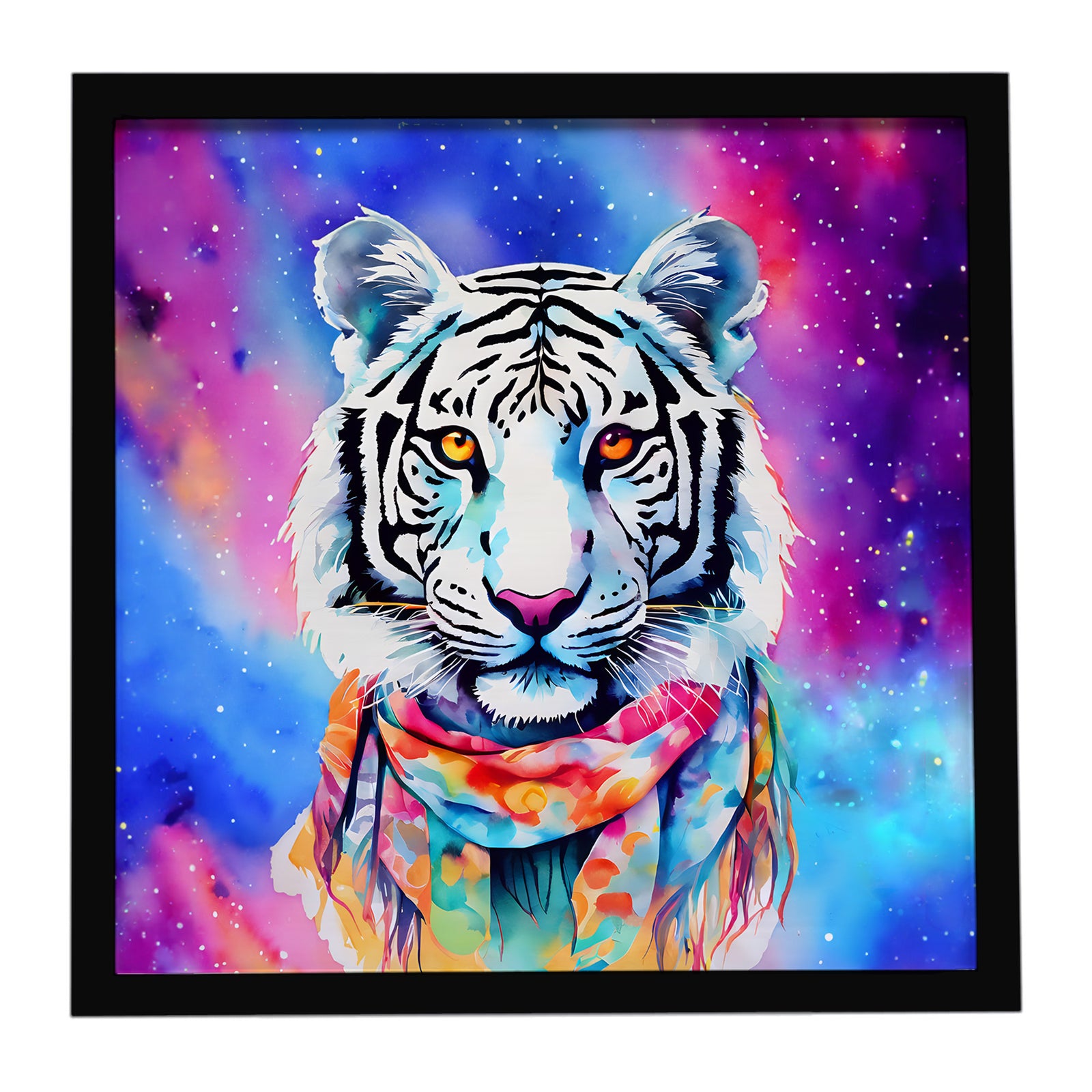 Caroline's Treasures Hippie Animal White Tiger Framed Metal Print