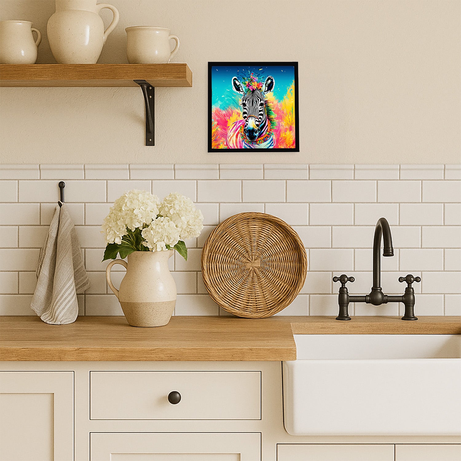 Caroline's Treasures Hippie Animal Zebra Framed Metal Print