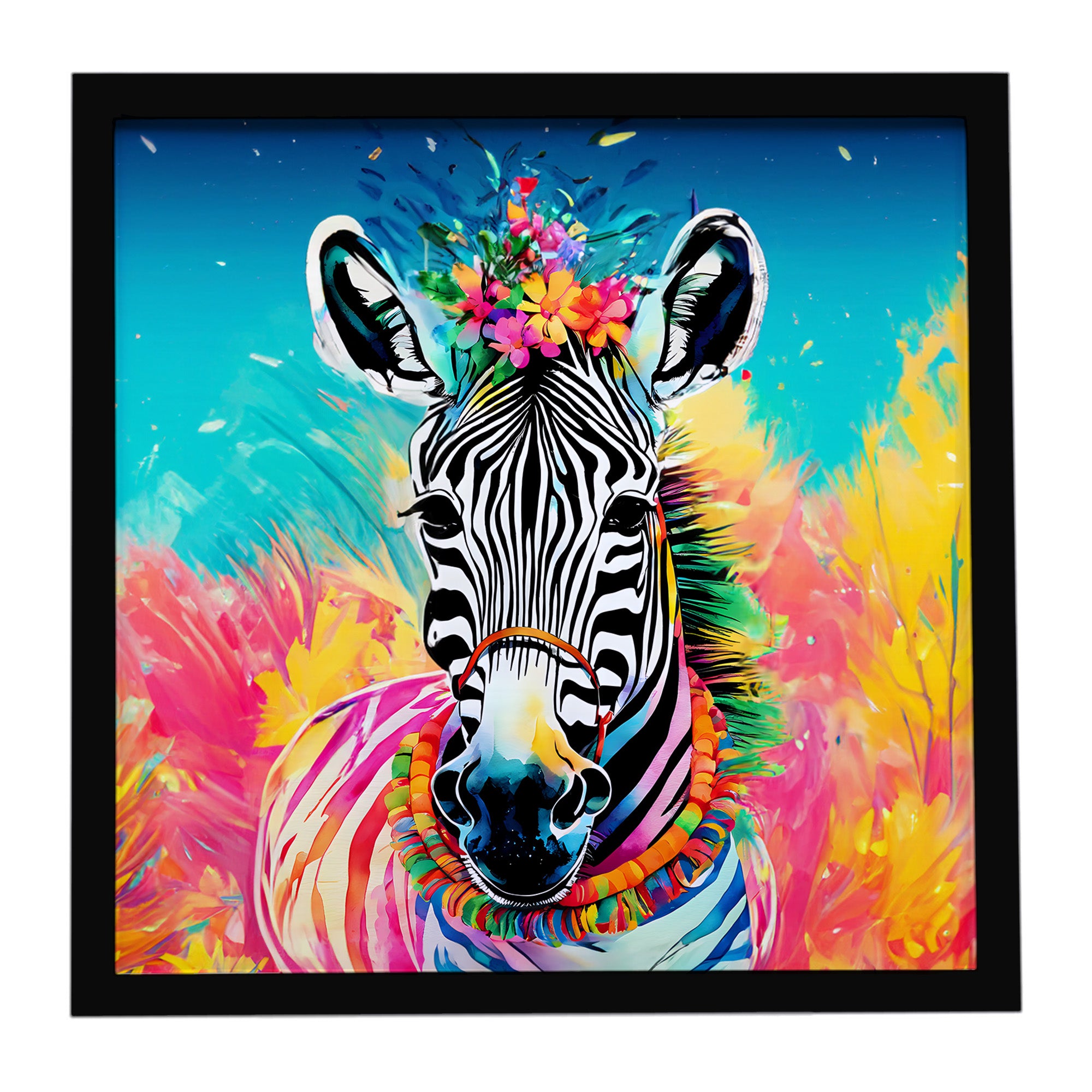 Caroline's Treasures Hippie Animal Zebra Framed Metal Print