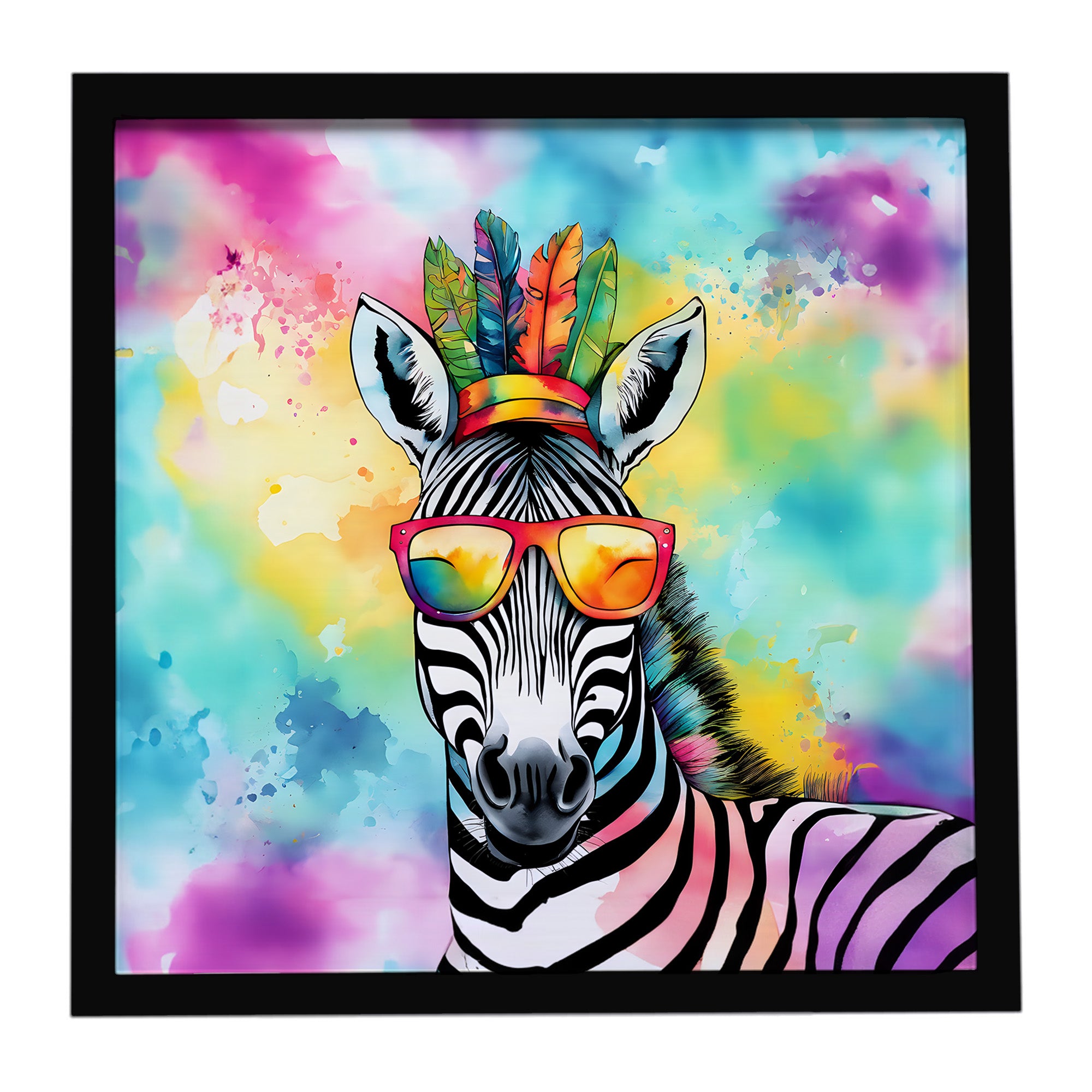 Caroline's Treasures Hippie Animal Zebra Framed Metal Print