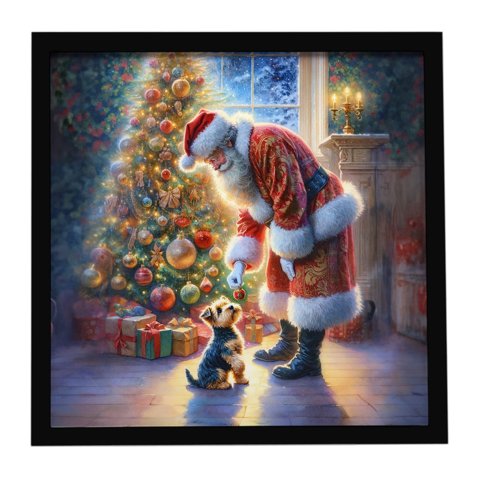 Caroline's Treasures Australian Terrier and Santa Claus Framed Metal Print