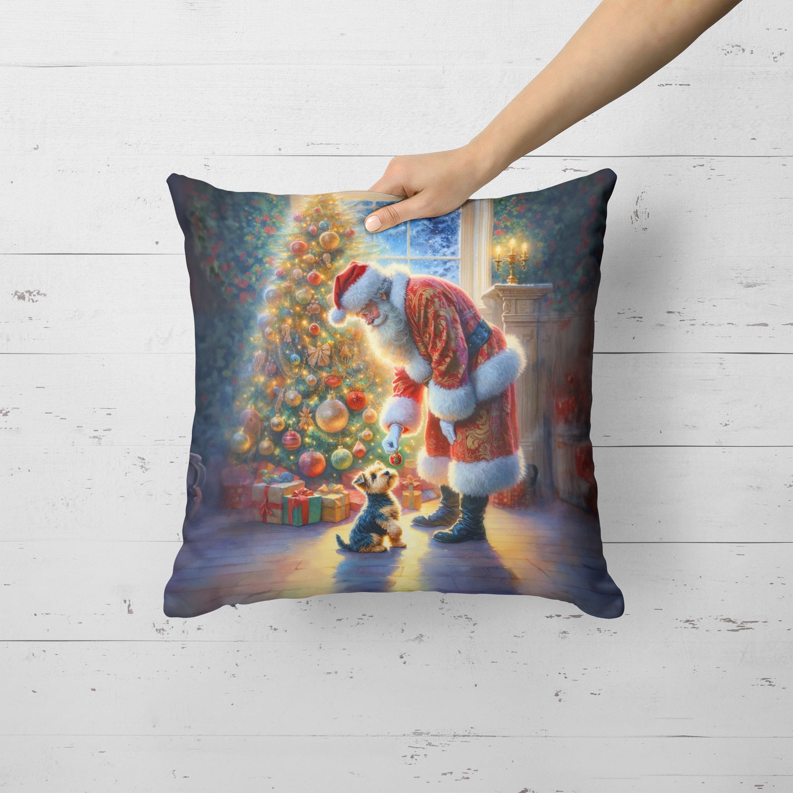 Caroline's Treasures Australian Terrier and Santa Claus Throw Pillow