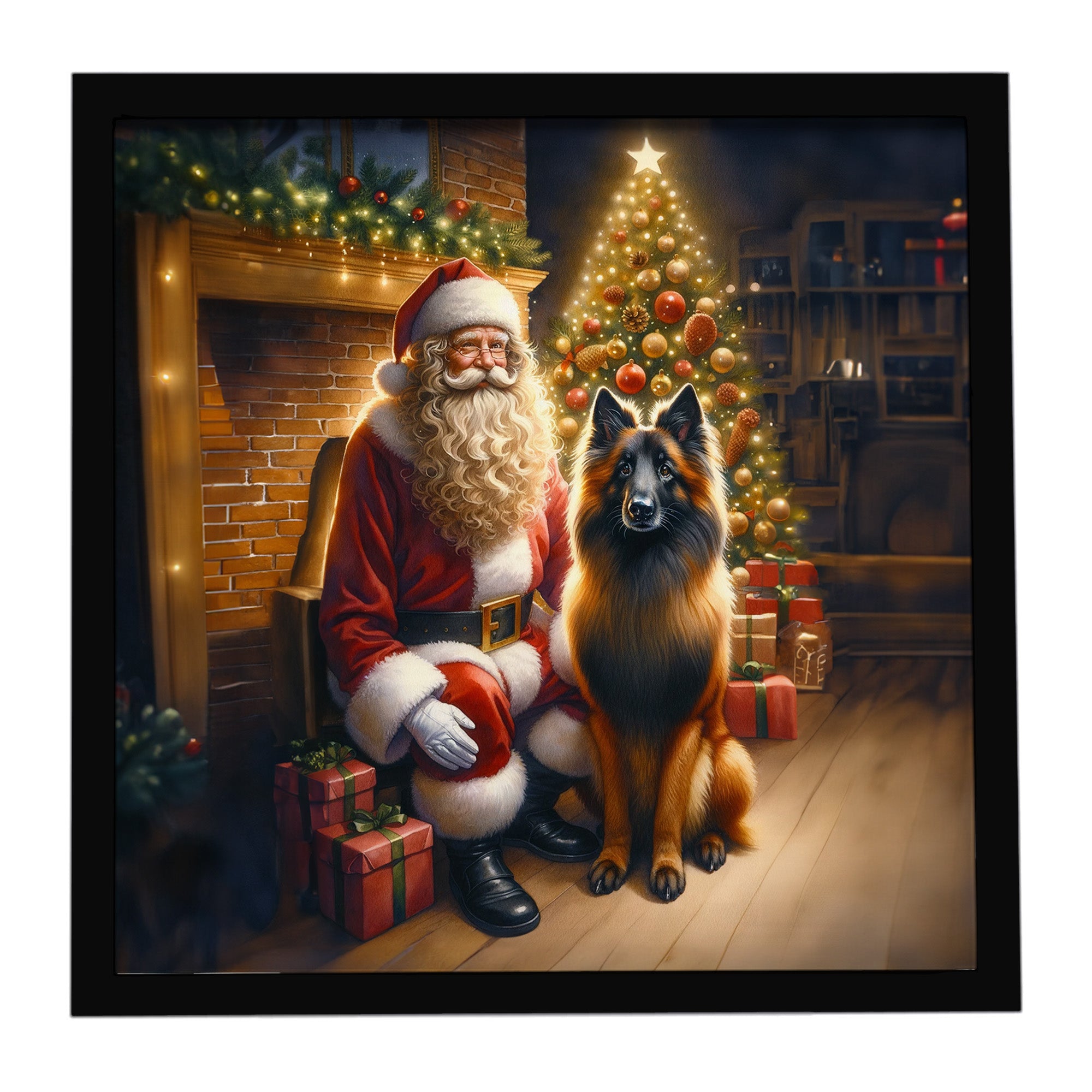 Caroline's Treasures Belgian Tervuren and Santa Claus Framed Metal Print