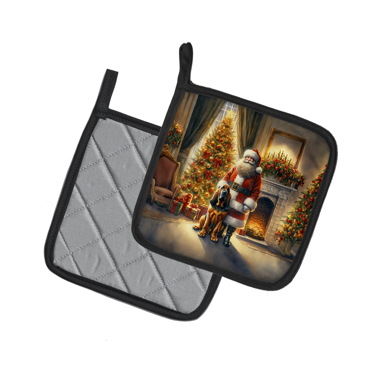 Caroline's Treasures Bloodhound and Santa Claus Pot Holders - Set of 2 Decorative Kitchen Helpers | Made in the USA
