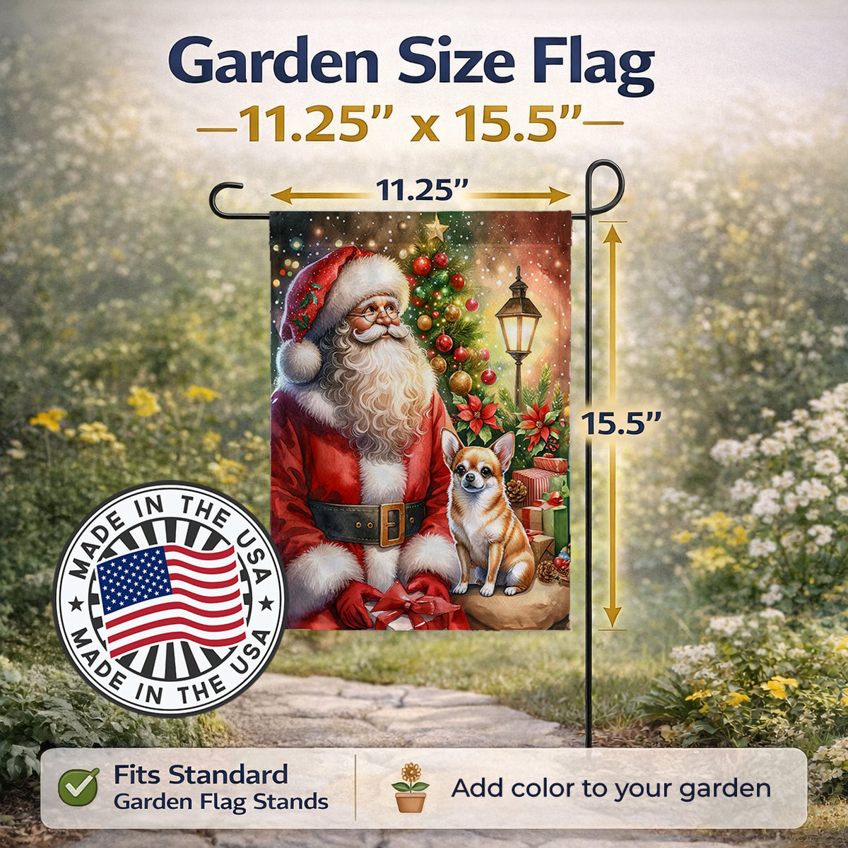 Caroline's Treasures Chihuahua and Santa Claus Garden Flag Mailbox Decorative Yard Banner Outside Patio Artwork for Flower Beds, Garden Size, Multicolor