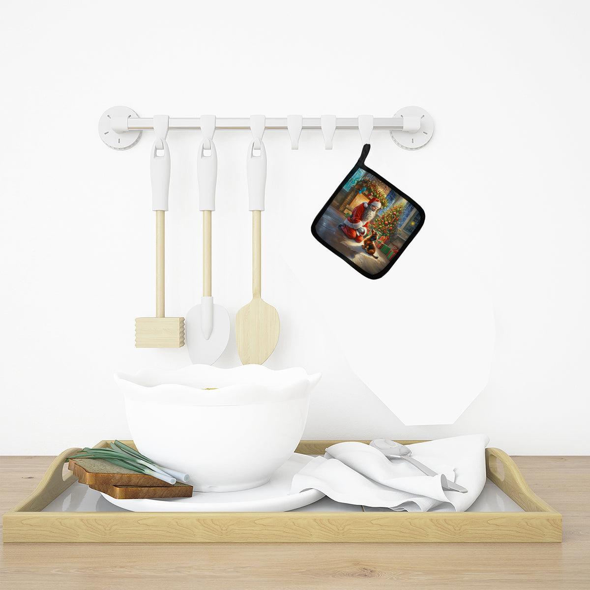 Caroline's Treasures Dachshund and Santa Claus Pot Holders - Set of 2 Decorative Kitchen Helpers | Made in the USA