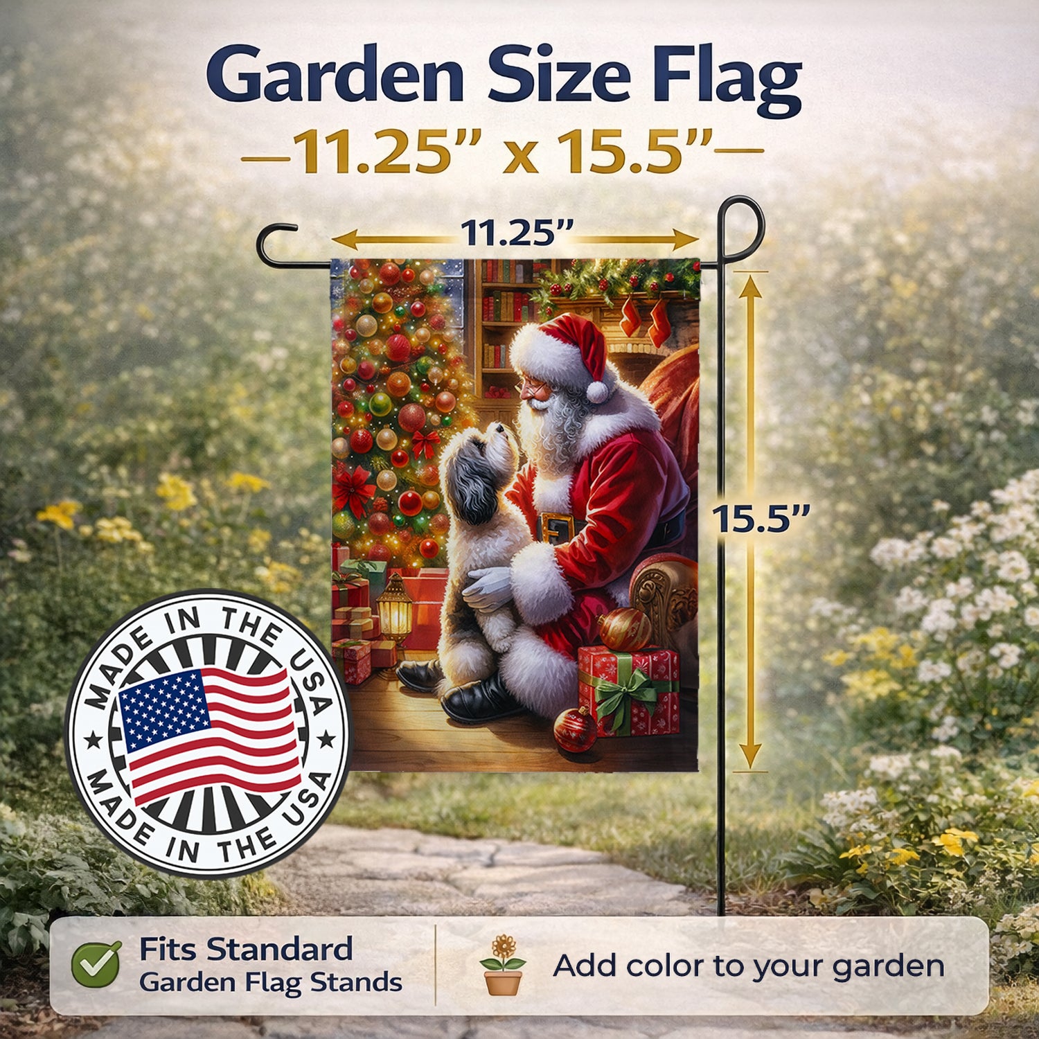 Caroline's Treasures Havanese and Santa Claus Garden Flag Mailbox Decorative Yard Banner Outside Patio Artwork for Flower Beds, Garden Size, Multicolor