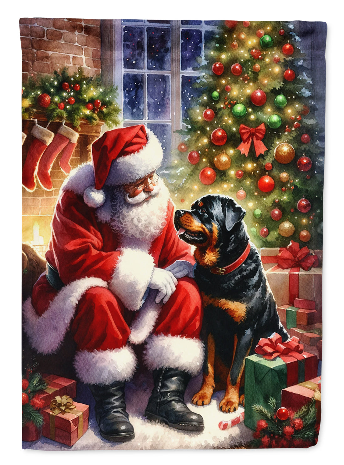 Caroline's Treasures Rottweiler and Santa Claus Garden Flag Mailbox Decorative Yard Banner Outside Patio Artwork for Flower Beds, Garden Size, Multicolor
