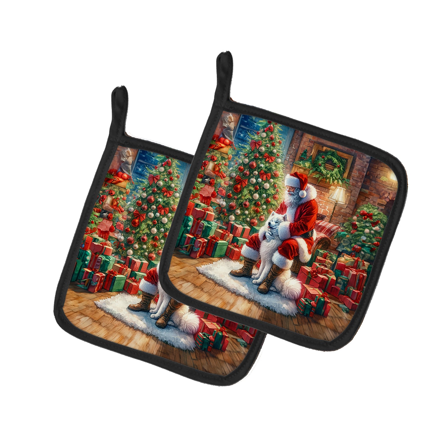 Caroline's Treasures Samoyed and Santa Claus Pot Holders - Set of 2 Decorative Kitchen Helpers | Made in the USA