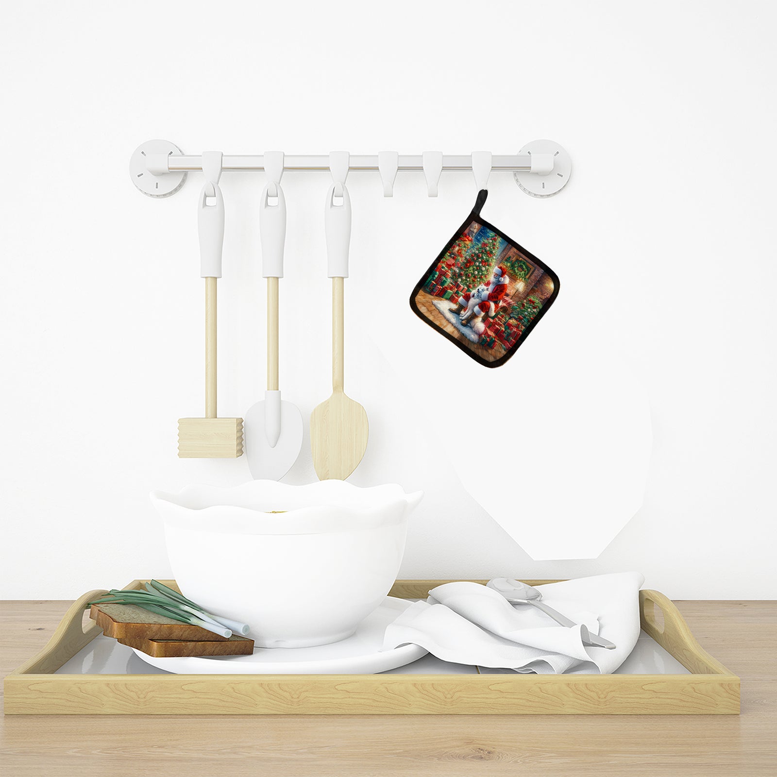 Caroline's Treasures Samoyed and Santa Claus Pot Holders - Set of 2 Decorative Kitchen Helpers | Made in the USA