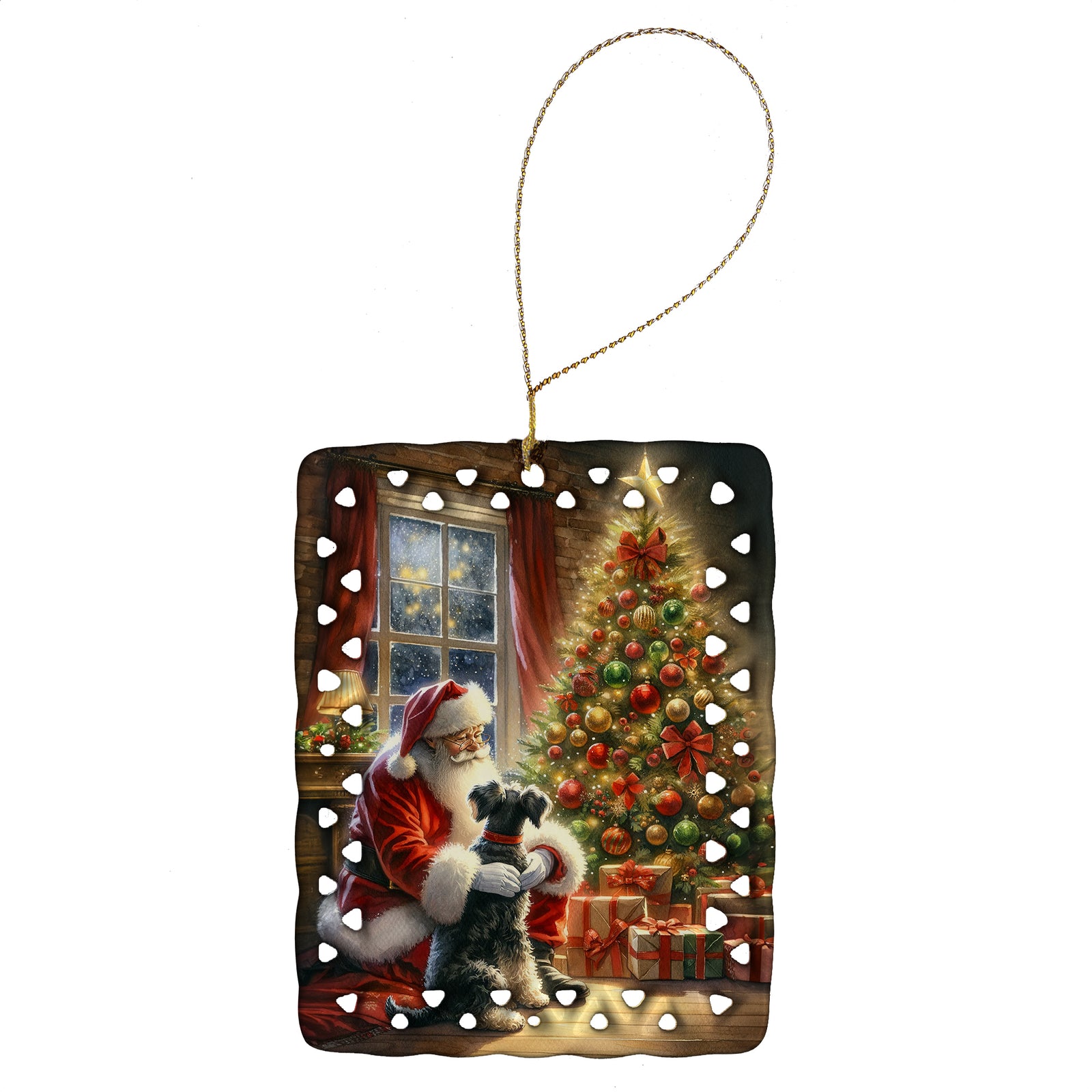 Caroline's Treasures Schnauzer and Santa Claus Porcelain Ornament