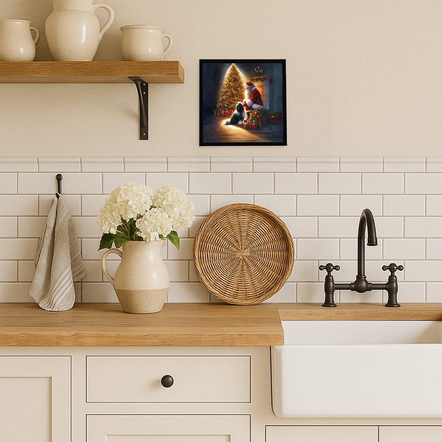 Caroline's Treasures Tibetan Terrier and Santa Claus Framed Metal Print