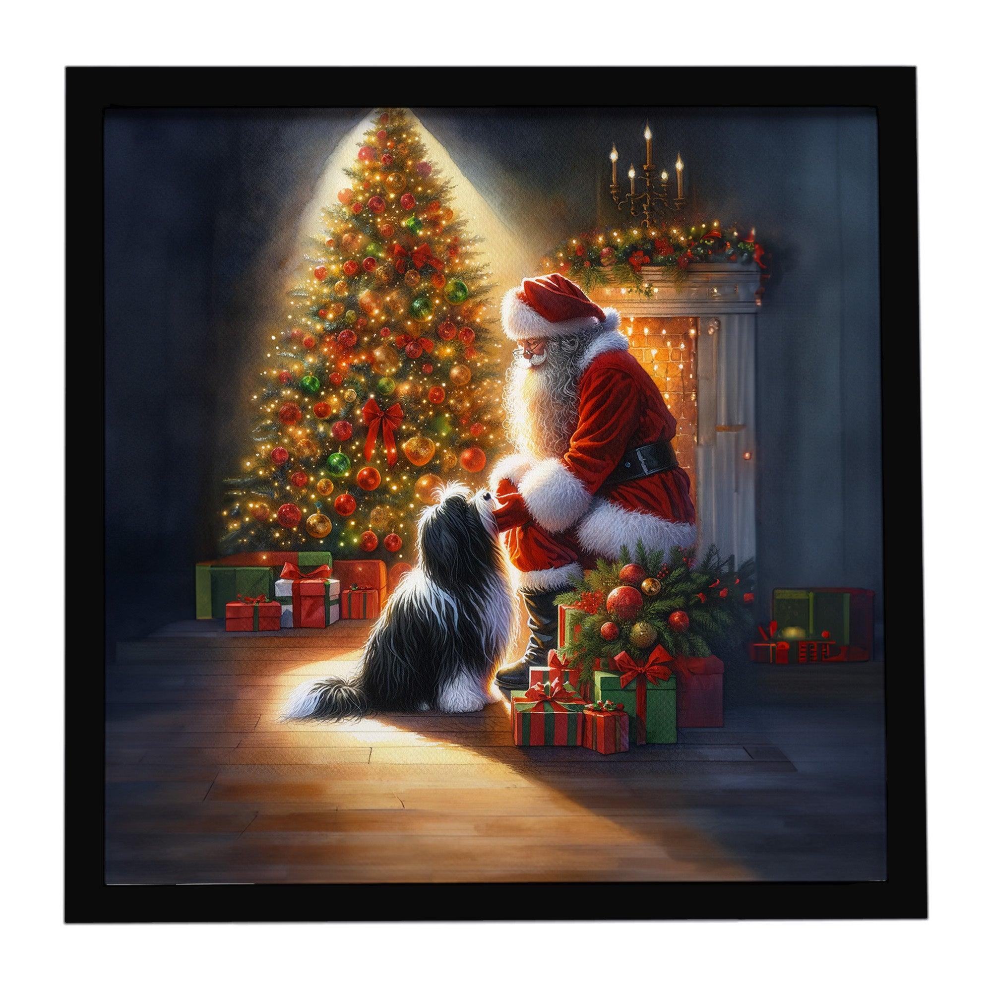 Caroline's Treasures Tibetan Terrier and Santa Claus Framed Metal Print