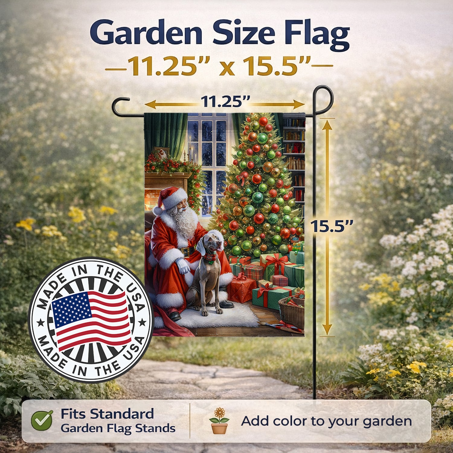 Caroline's Treasures Weimaraner and Santa Claus Garden Flag Mailbox Decorative Yard Banner Outside Patio Artwork for Flower Beds, Garden Size, Multicolor